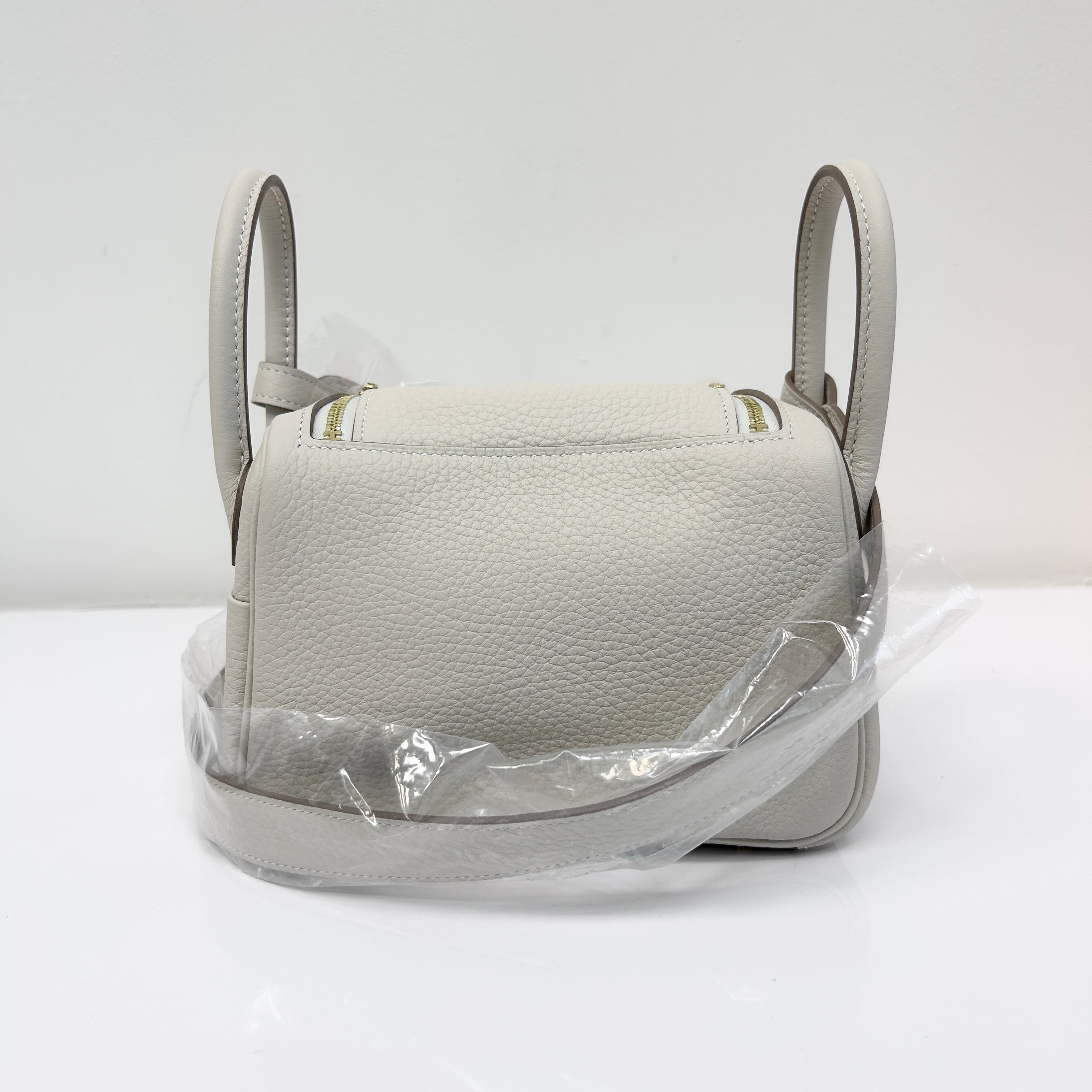 Craie Taurillon Clemence Leather Mini Lindy 20 Bag w/GHW