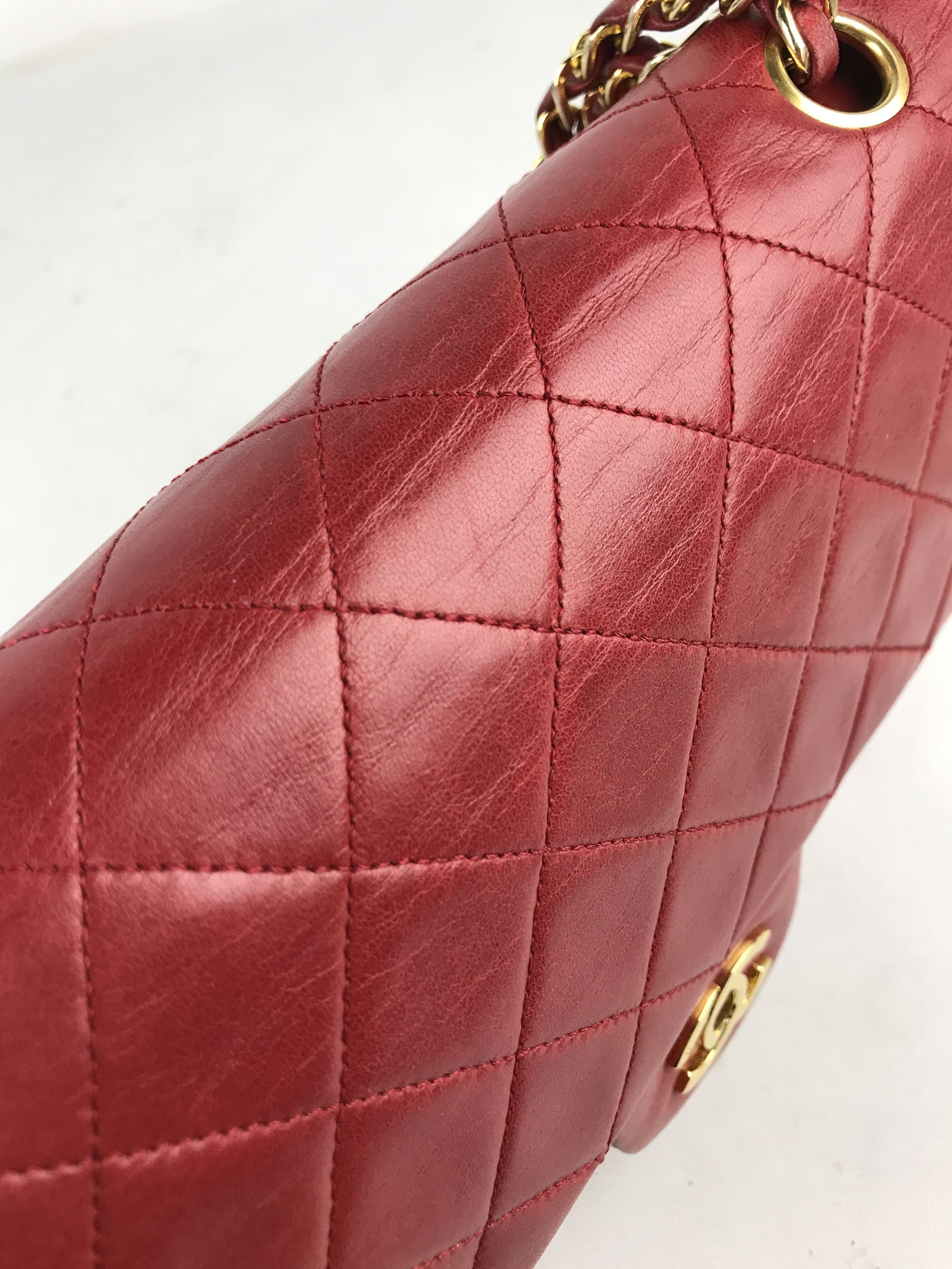 Vintage Red Medium Double Flap Bag W/24K GHW