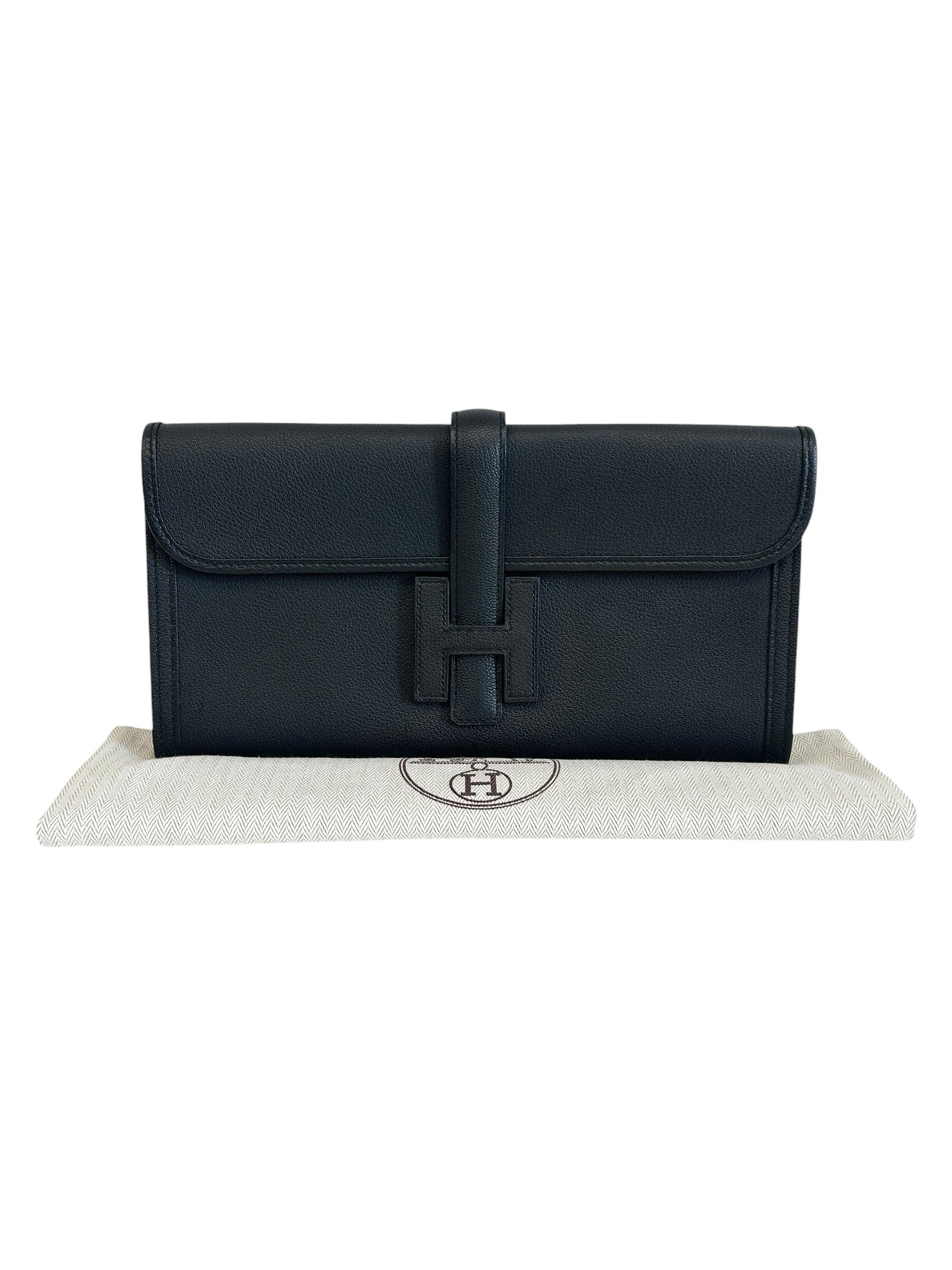Black Clemence Leather Jige 29 Clutch Bag