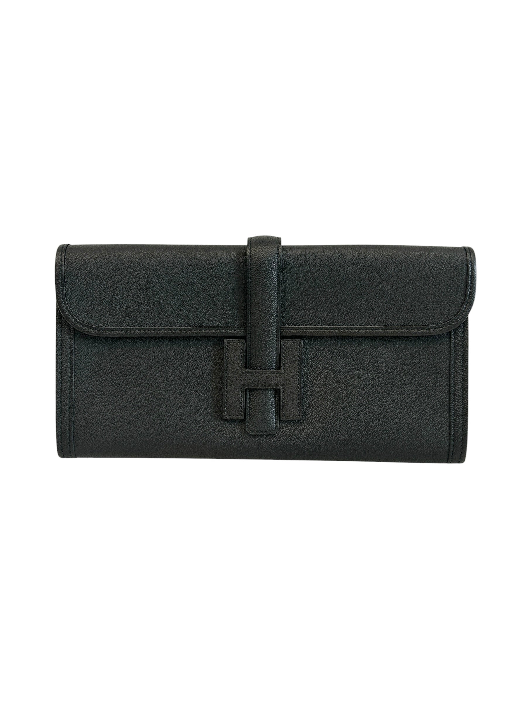 Black Clemence Leather Jige 29 Clutch Bag
