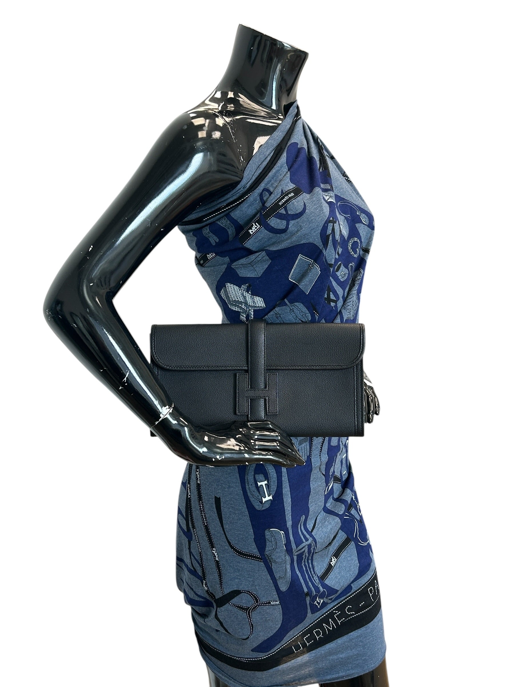 Black Clemence Leather Jige 29 Clutch Bag
