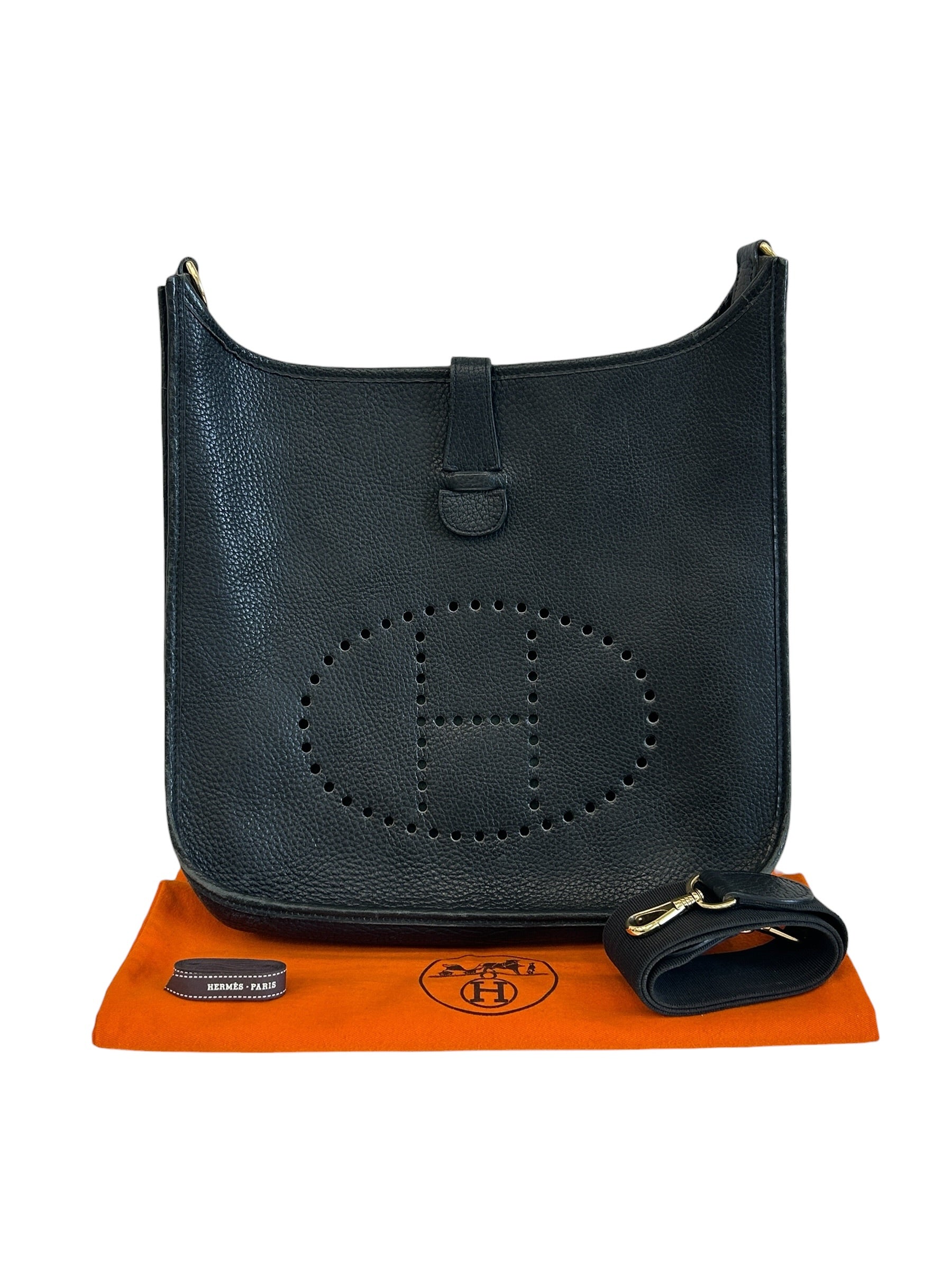 Hermes Black Leather Evelyne III PM 29 w/GHW
