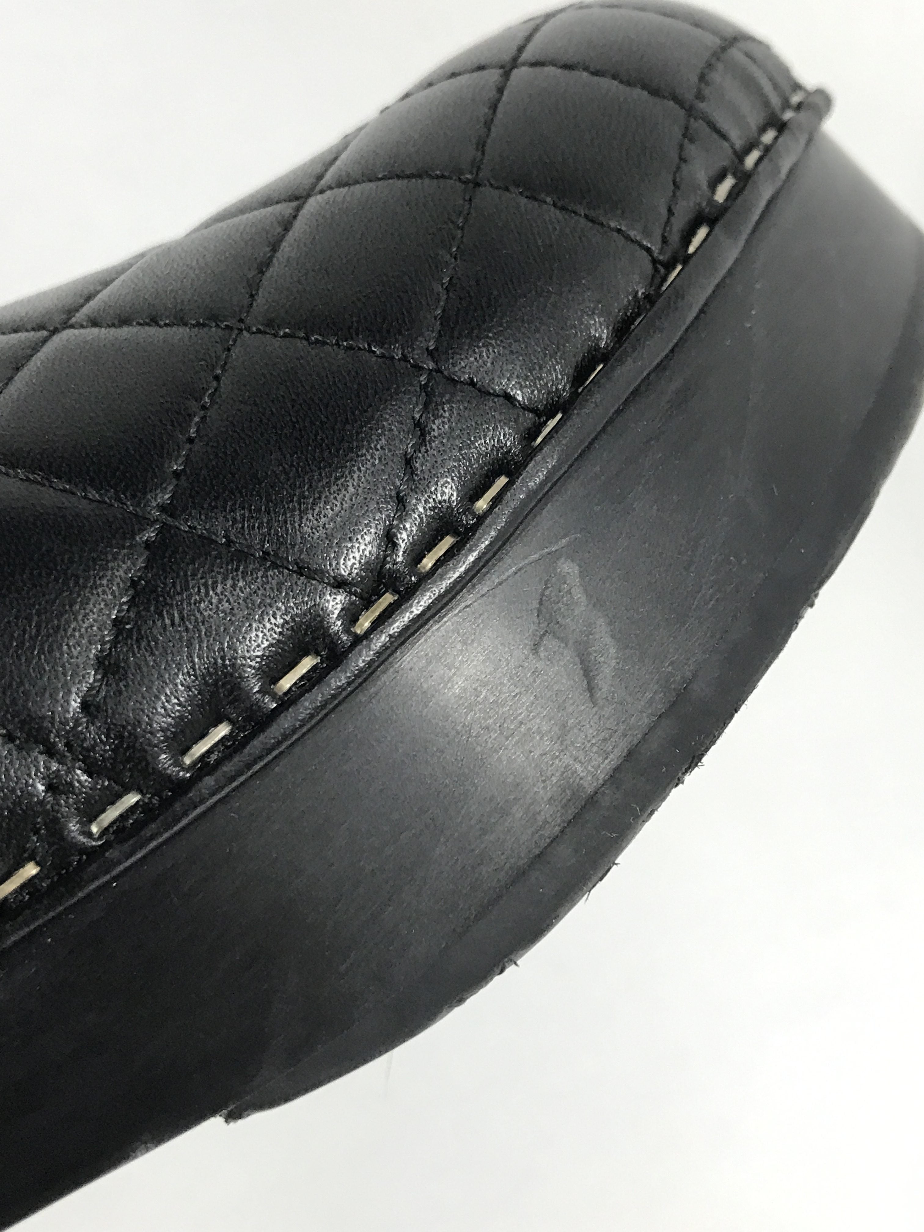 Black Lambskin Leather Quilted Clog W/GHW