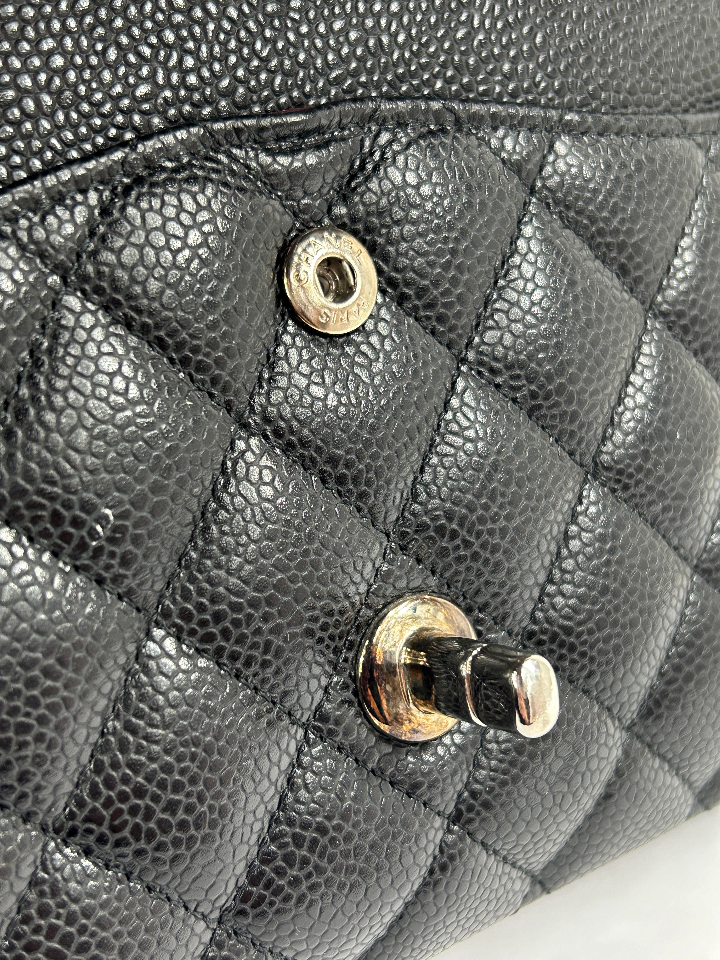 Black Quilted Caviar Double Classic Medium Flap Bag w/SHW- PENDING