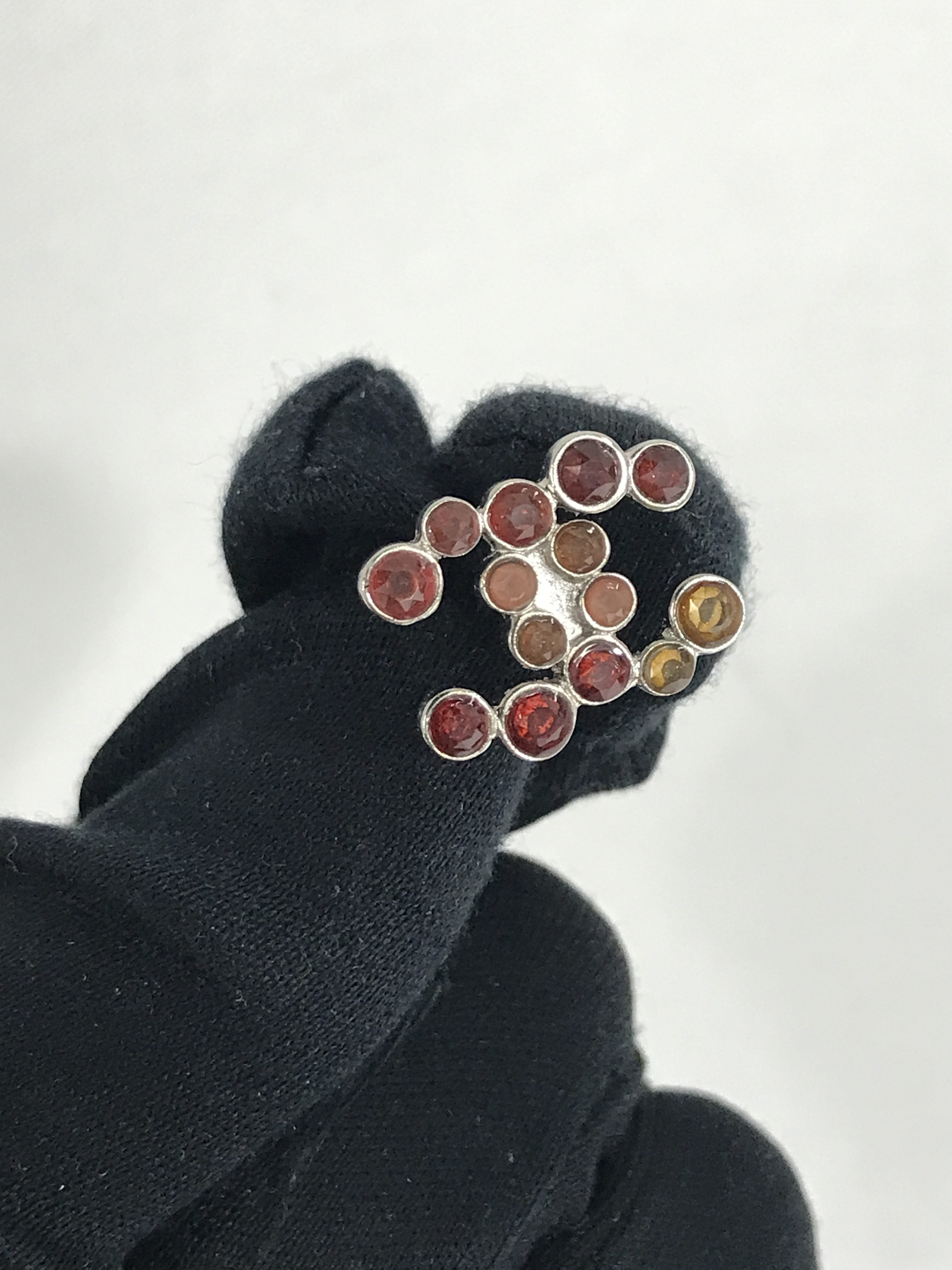CC Red/Pink Crystal Stud Earrings W/SHW
