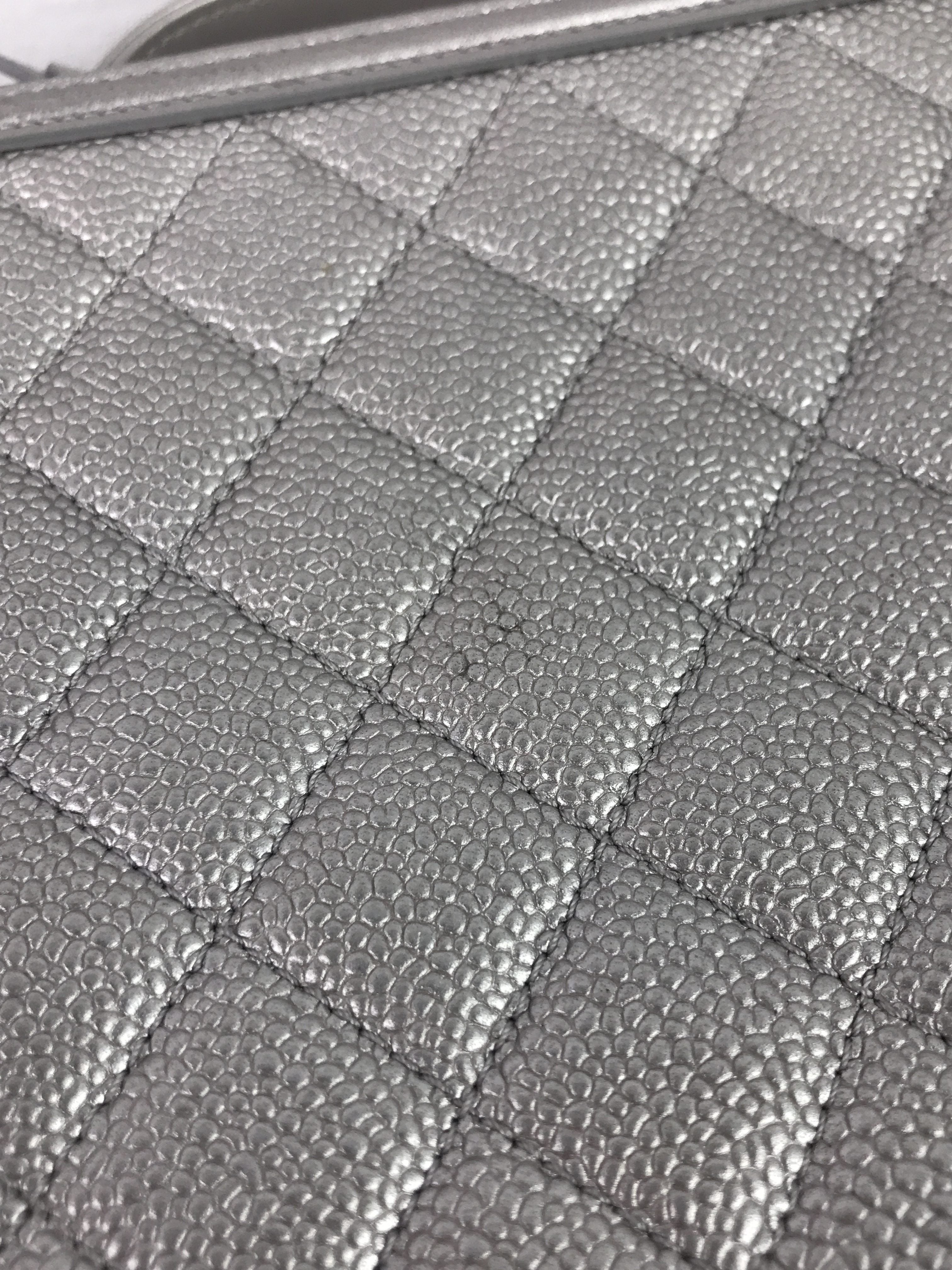 Caviar Silver Large CC Vanity Case Bag W/SHW