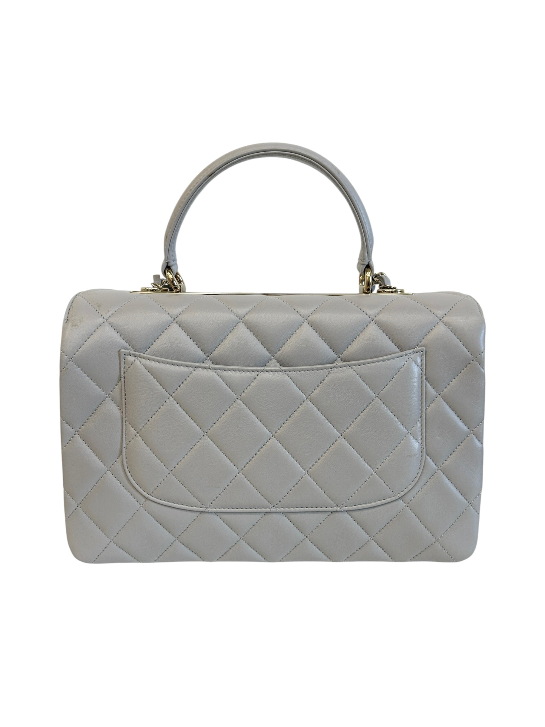Gray Quilted Lambskin Leather Trendy CC Medium Bag