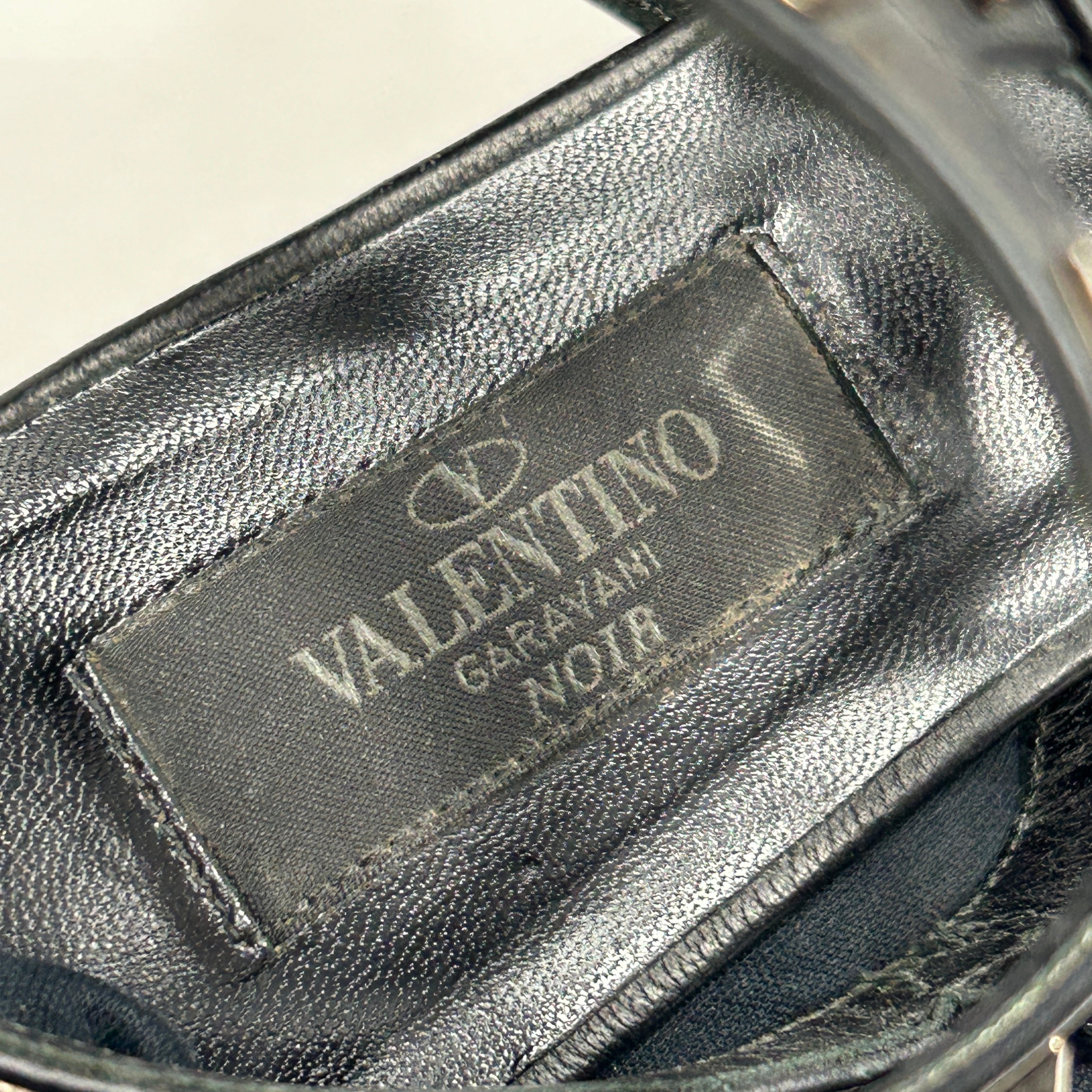 Black Leather Rockstud Flat Sandals