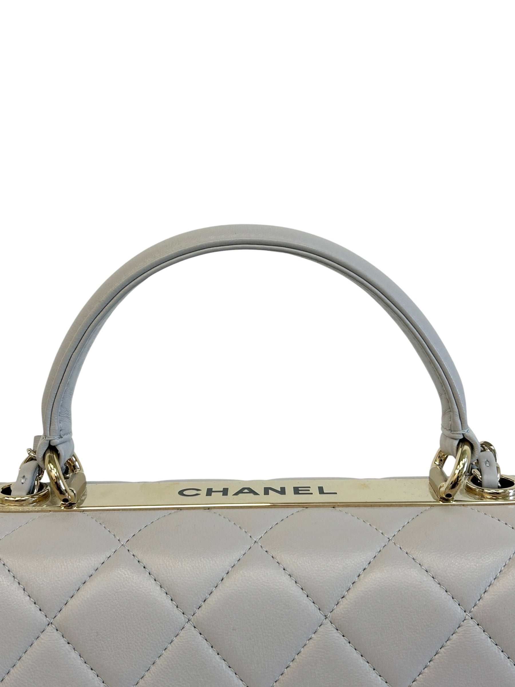 Gray Quilted Lambskin Leather Trendy CC Medium Bag