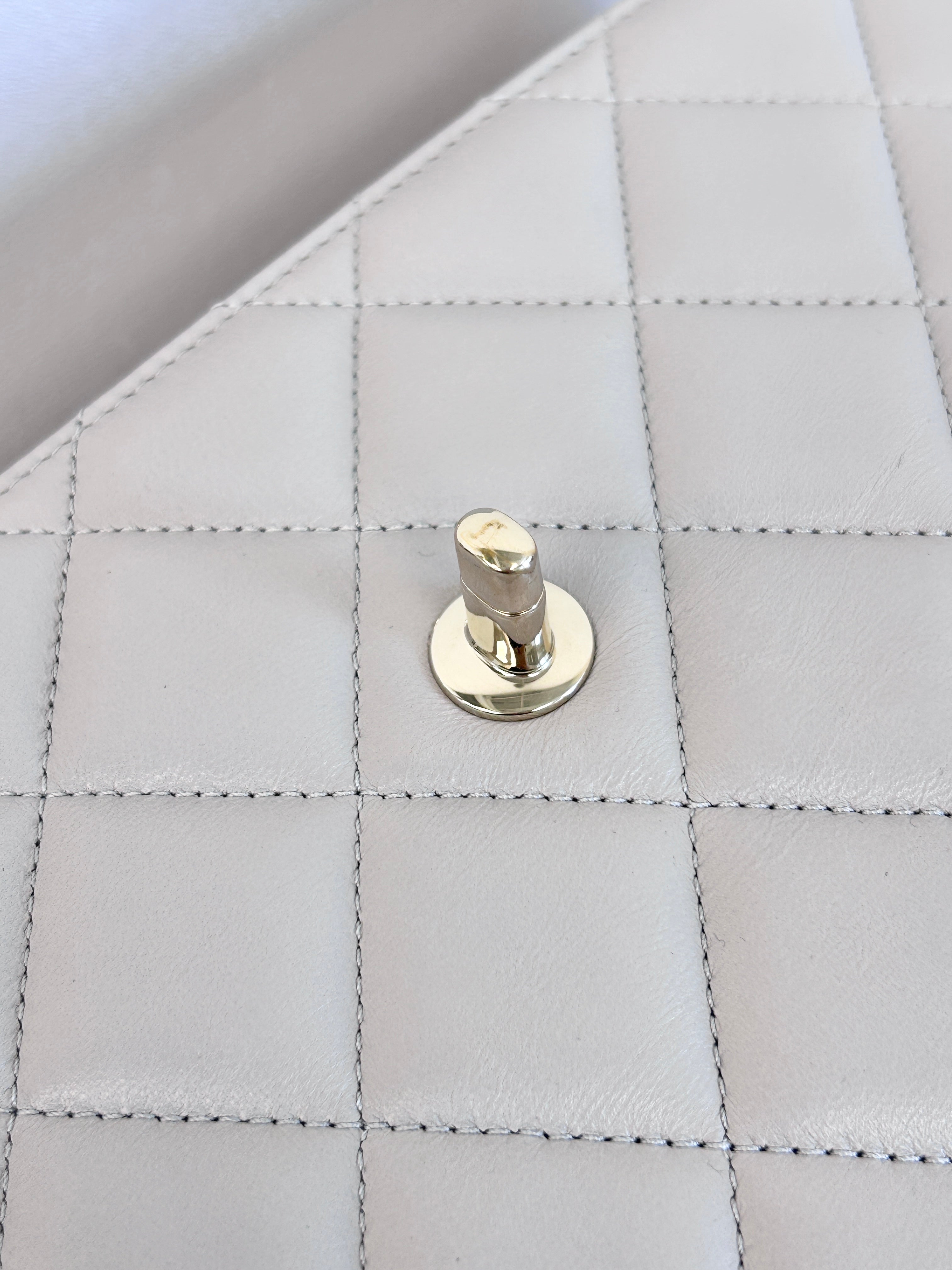 Gray Quilted Lambskin Leather Trendy CC Medium Bag