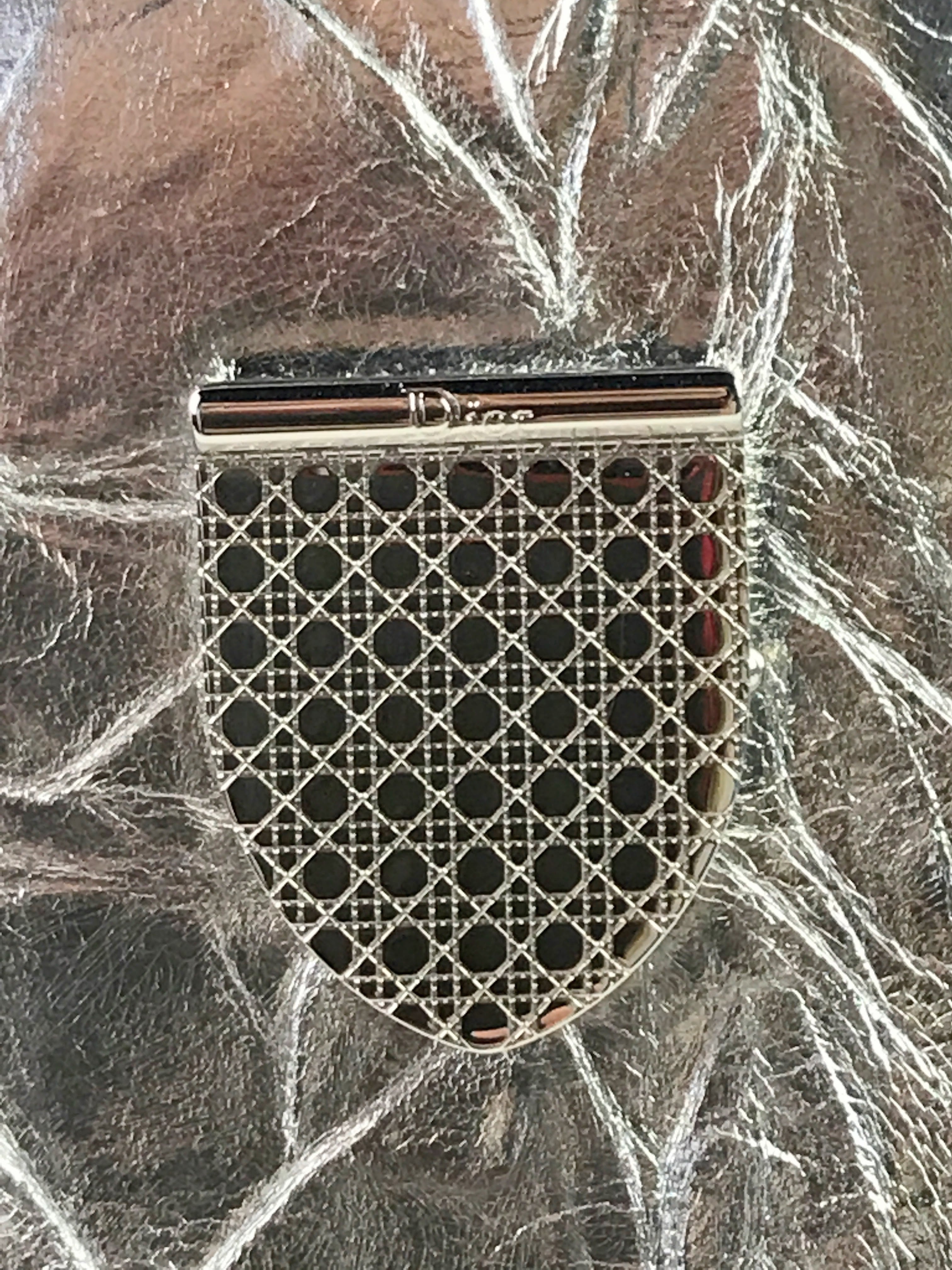 Silver Leather Large Diorever Bag W/SHW