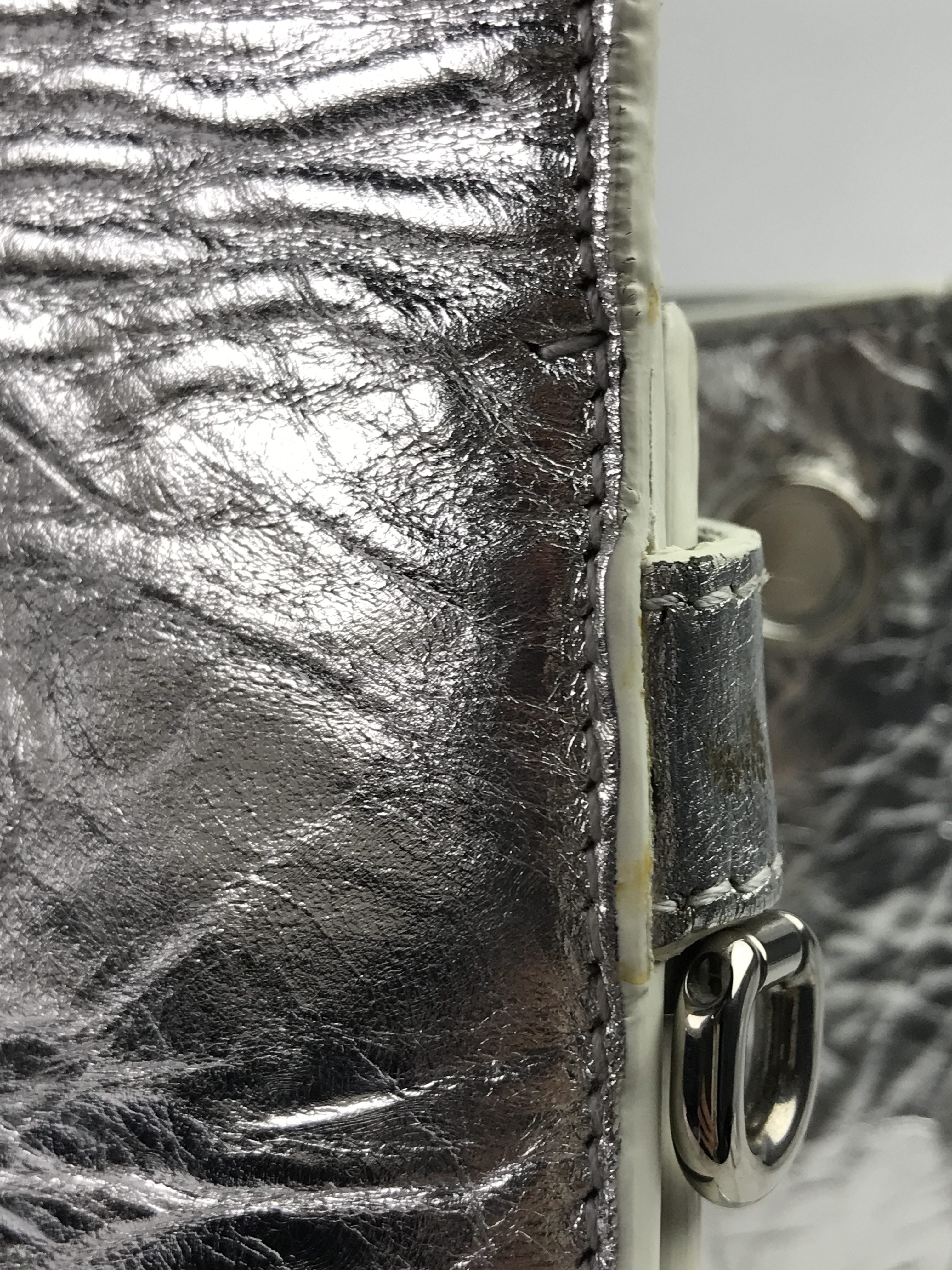 Silver Leather Large Diorever Bag W/SHW