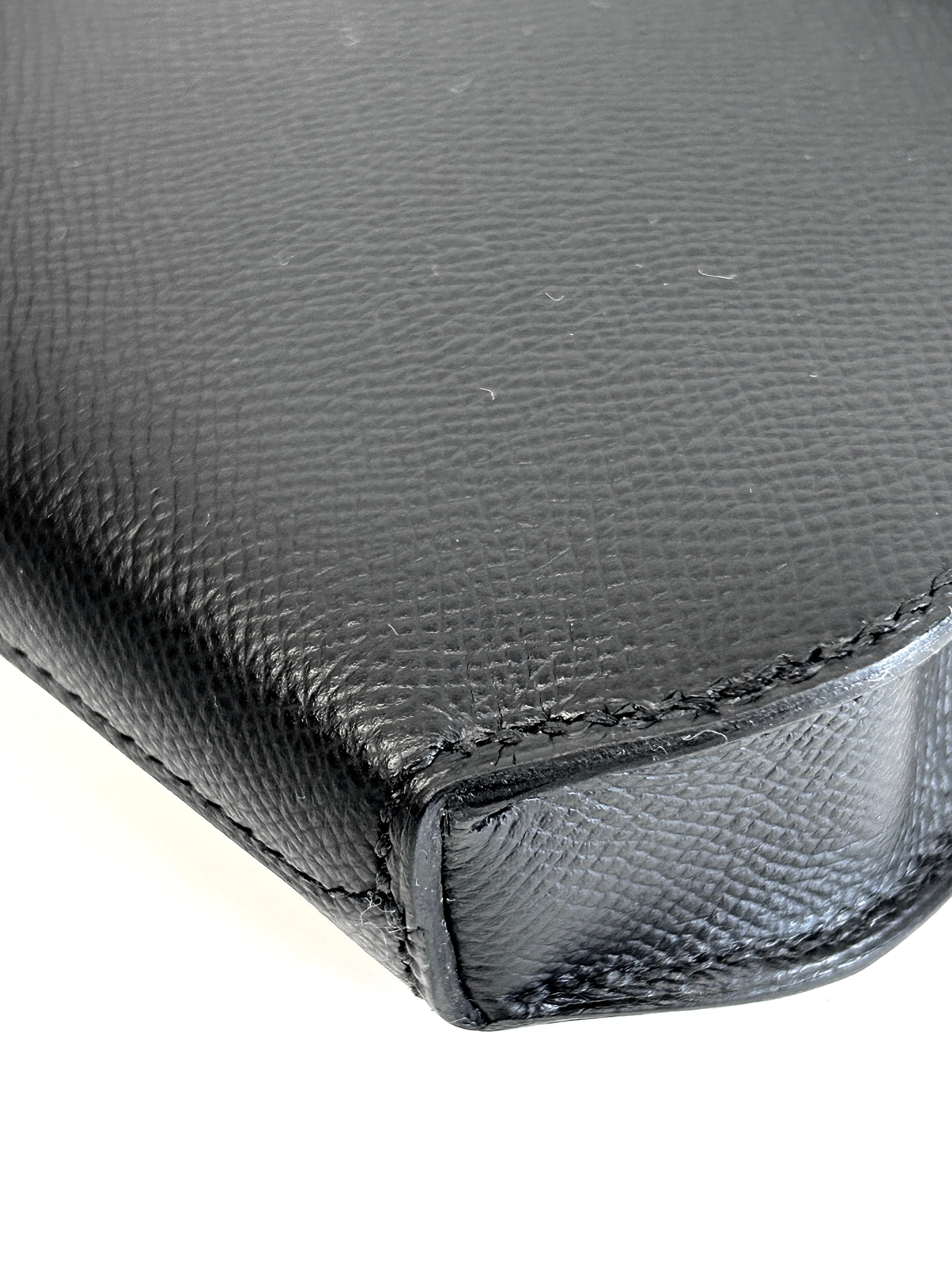 Black Epsom Leather Kelly Depeches 25 Clutch Bag w/PHW