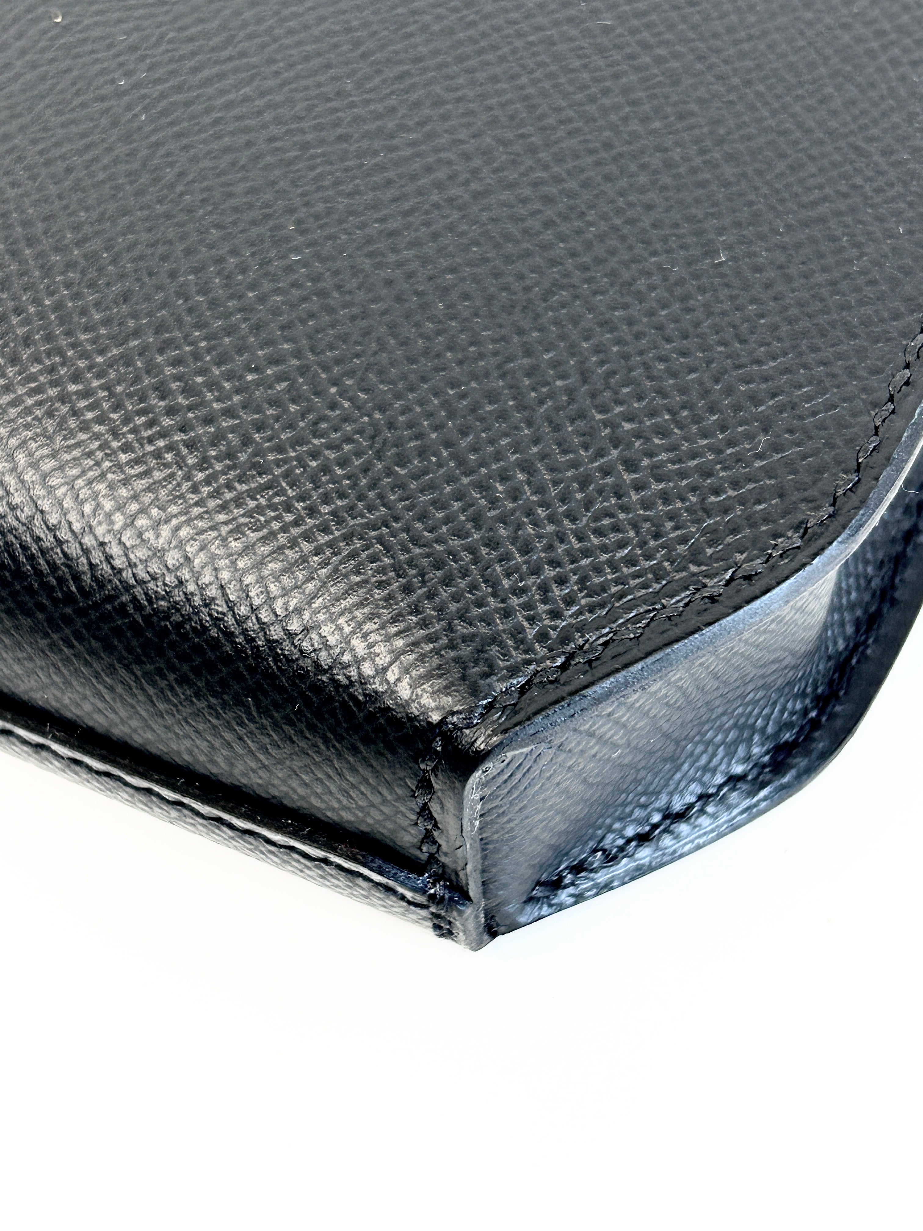 Black Epsom Leather Kelly Depeches 25 Clutch Bag w/PHW