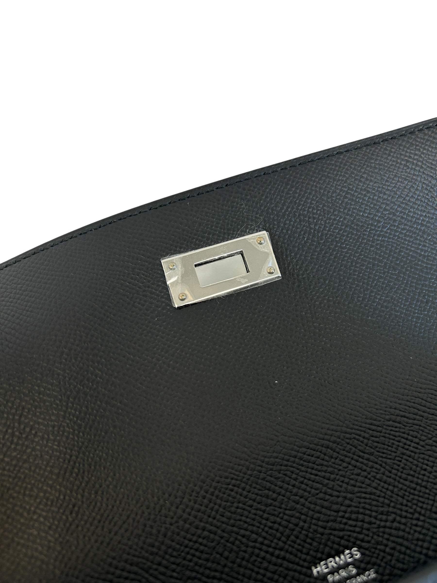Black Epsom Leather Kelly Depeches 25 Clutch Bag w/PHW