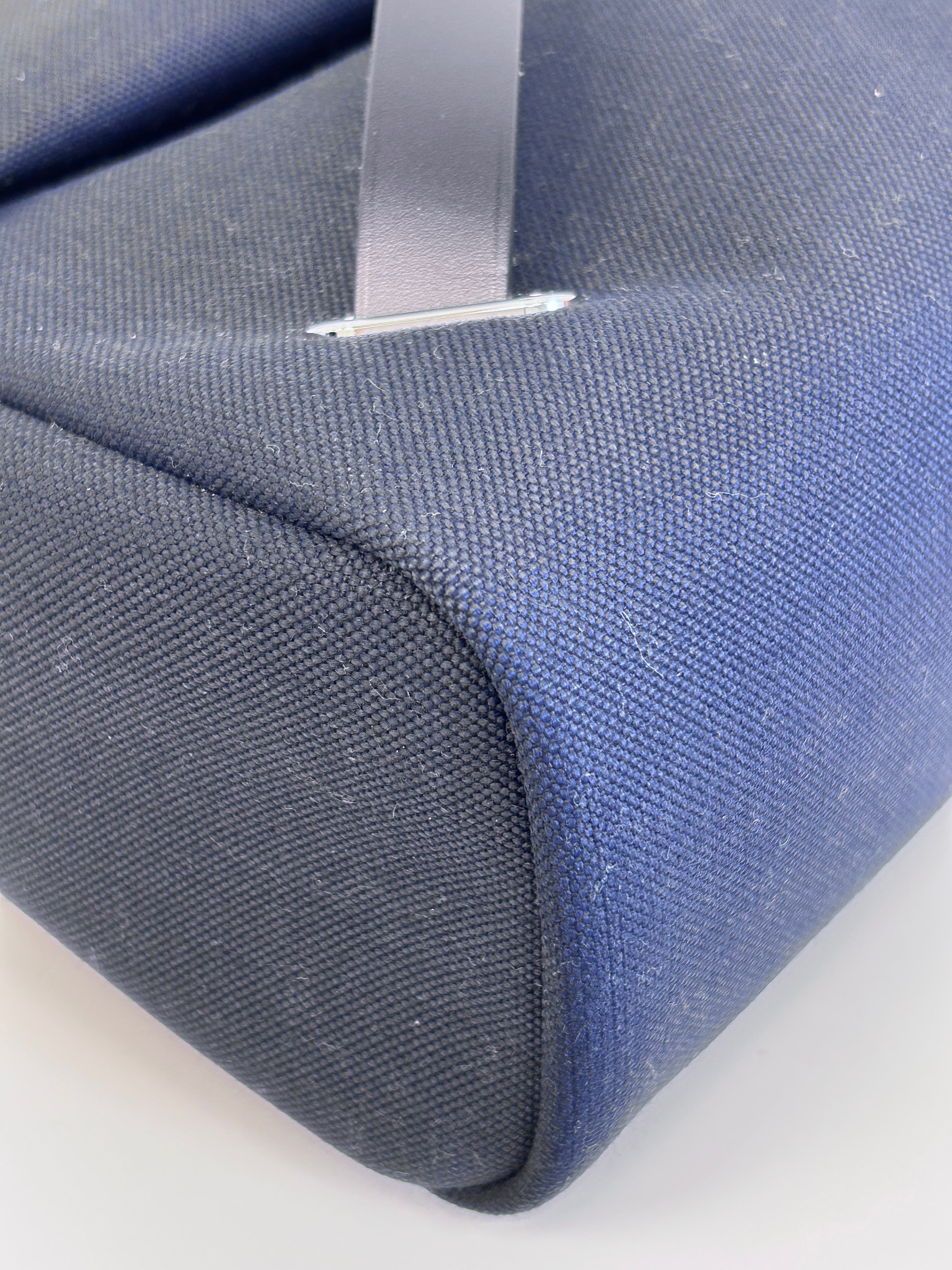 Navy Bleu Canvas/Vache Calfskin Leather Herbag PM 2-In-1 Backpack w/PHW
