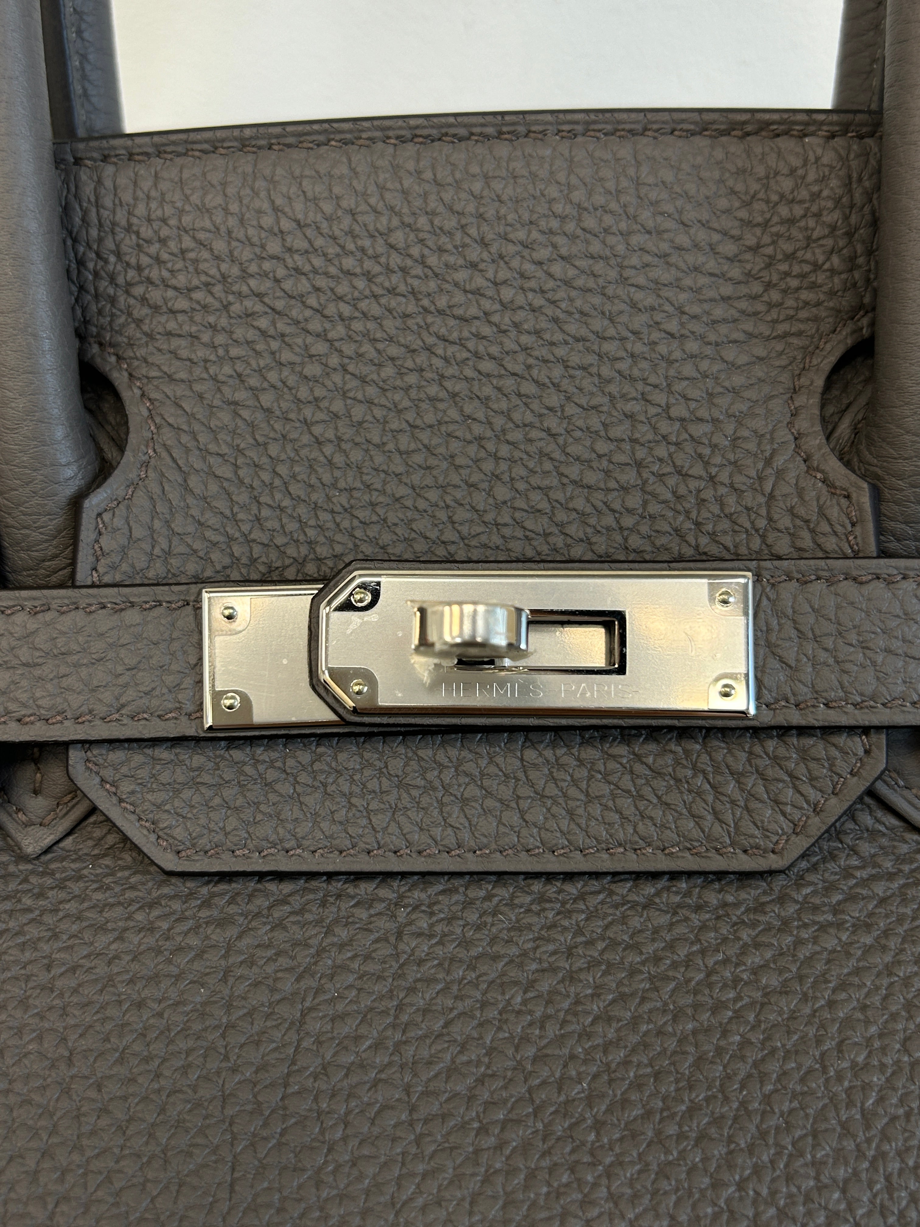 Hermes Etain Togo Leather Birkin 30 Bag w/PHW