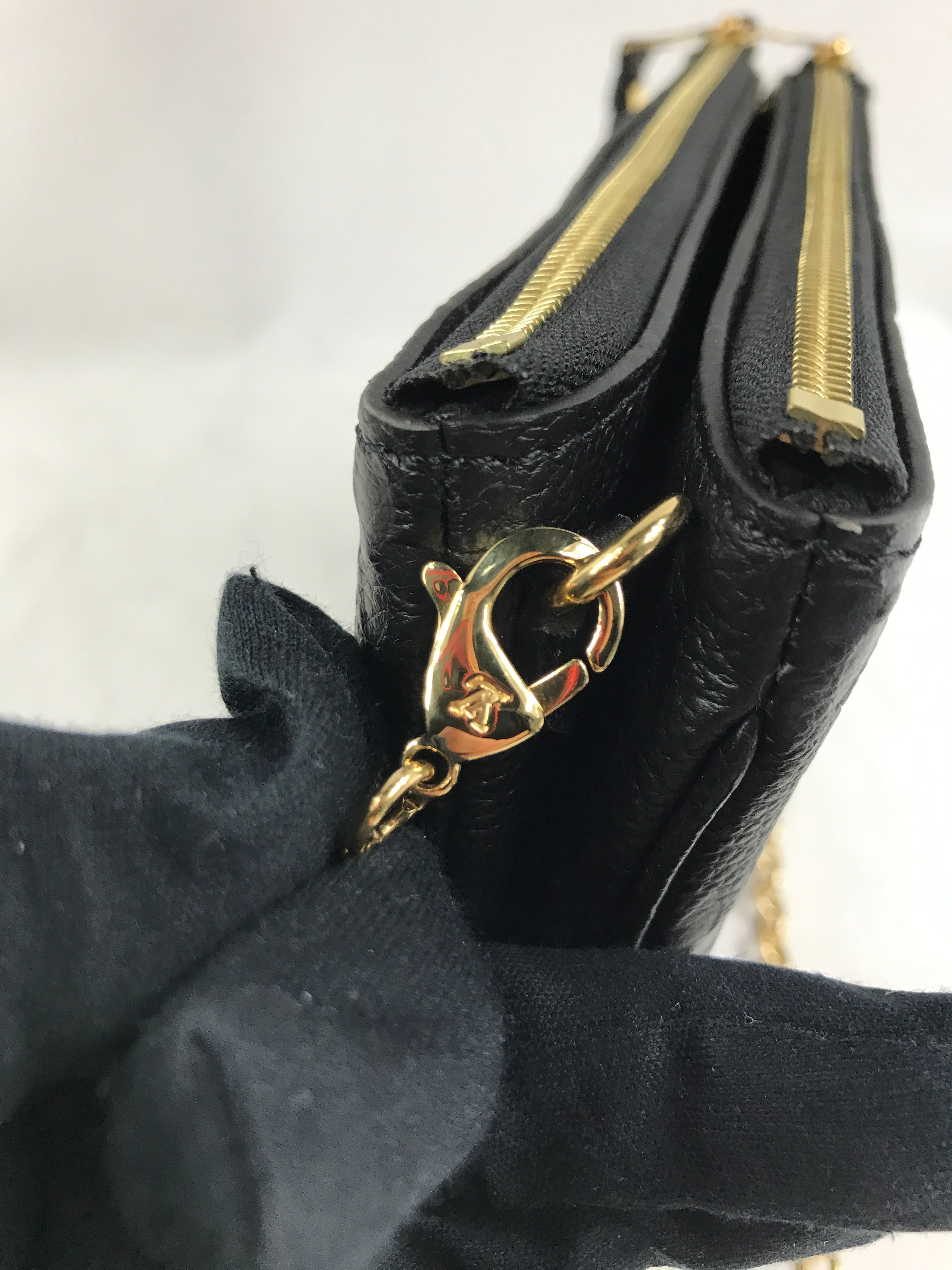 Black Monogram Empriente Leather Double Zip Pochette W/GHW