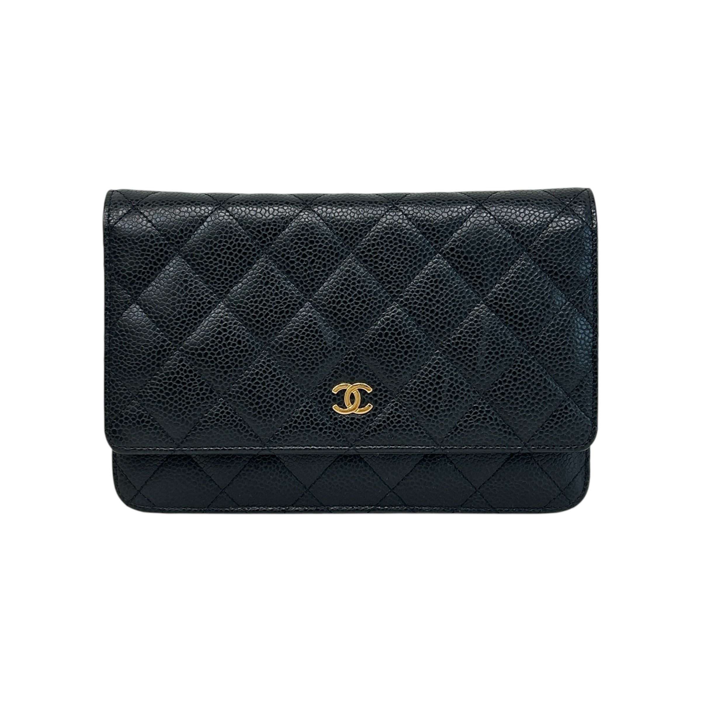 Black Caviar Quilted Classics Wallet On Chain WOC w/GHW