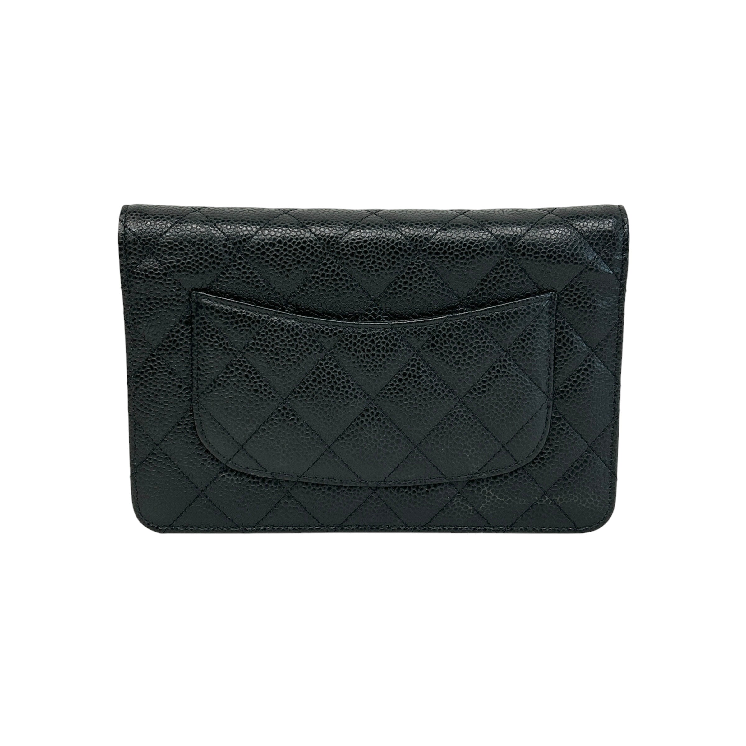 Black Caviar Quilted Classics Wallet On Chain WOC w/GHW