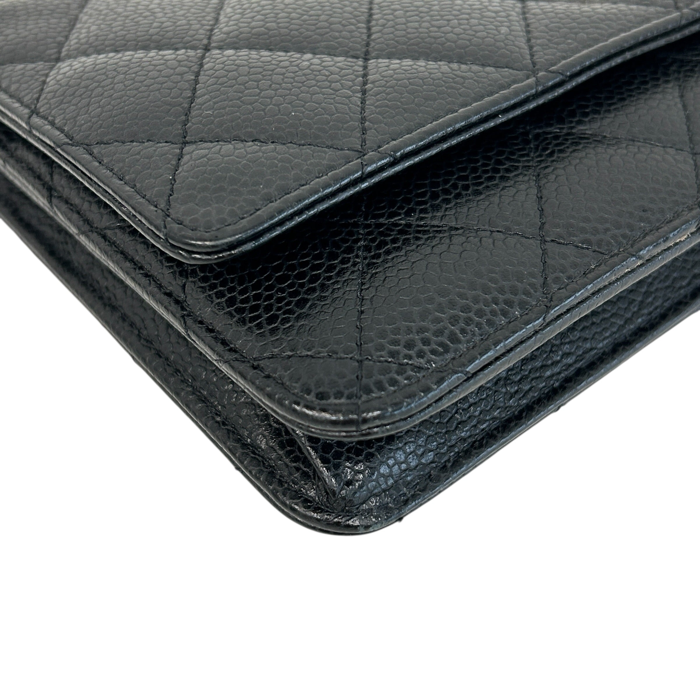 Black Caviar Quilted Classics Wallet On Chain WOC w/GHW