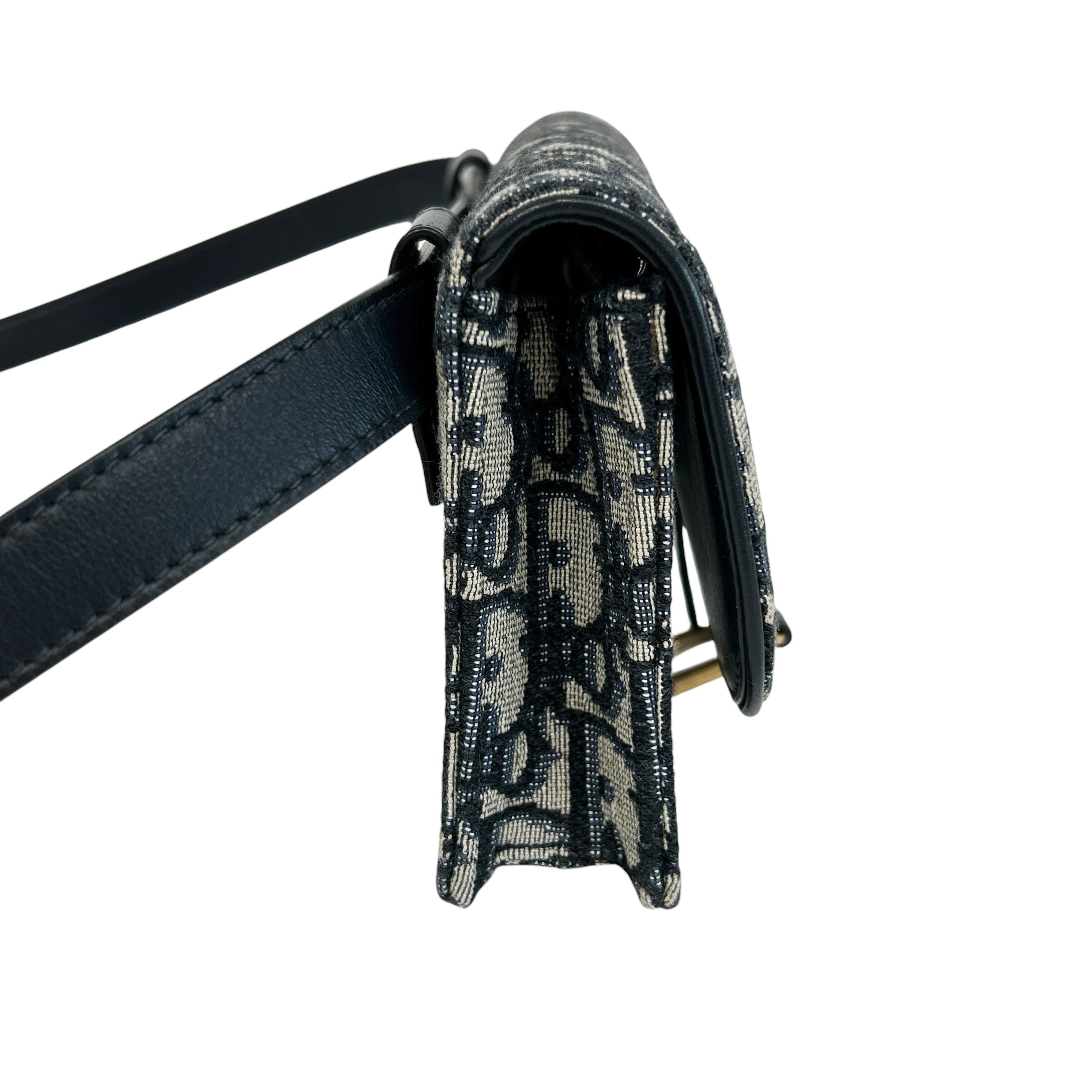 Blue Oblique Saddle Belt Bag w/GHW