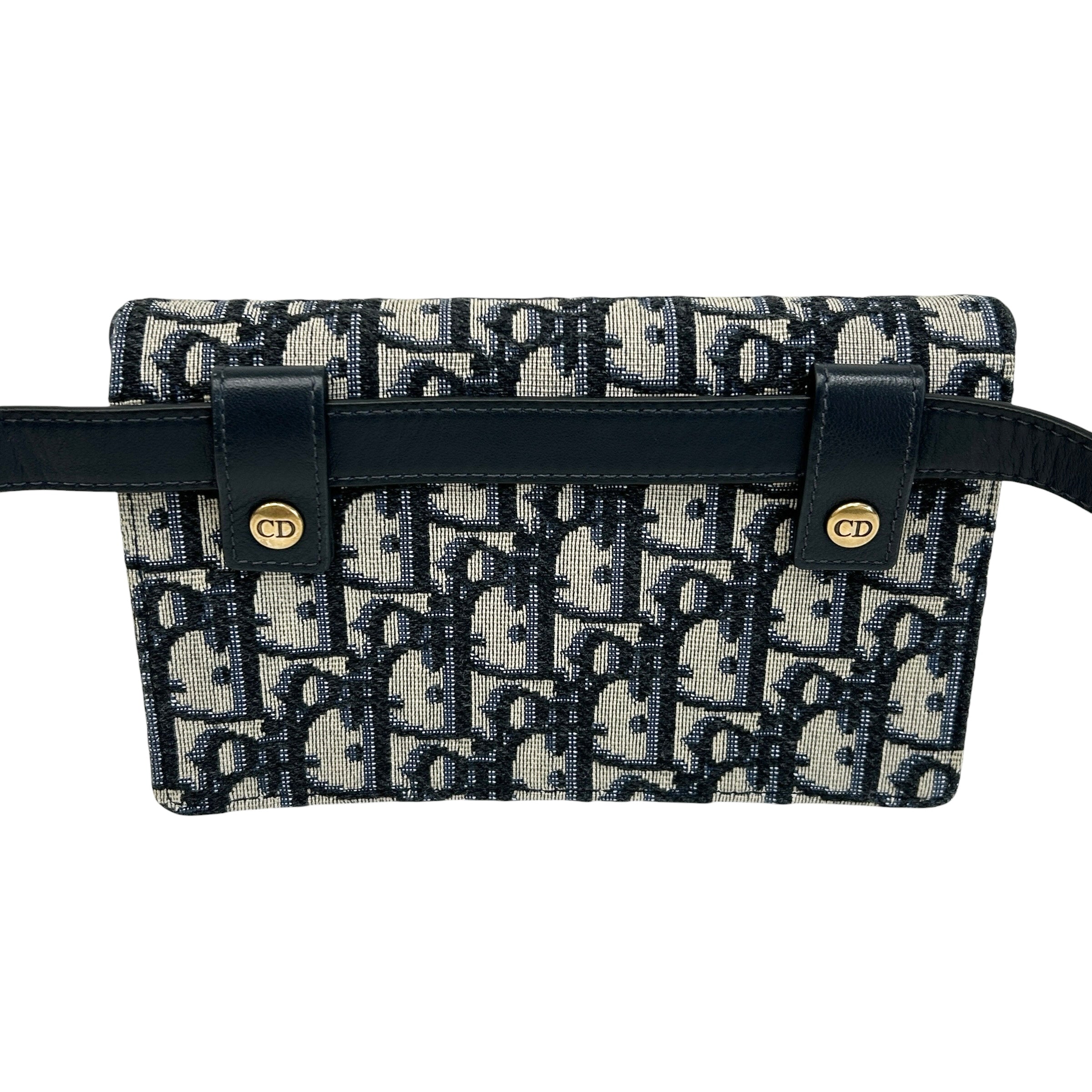 Blue Oblique Saddle Belt Bag w/GHW