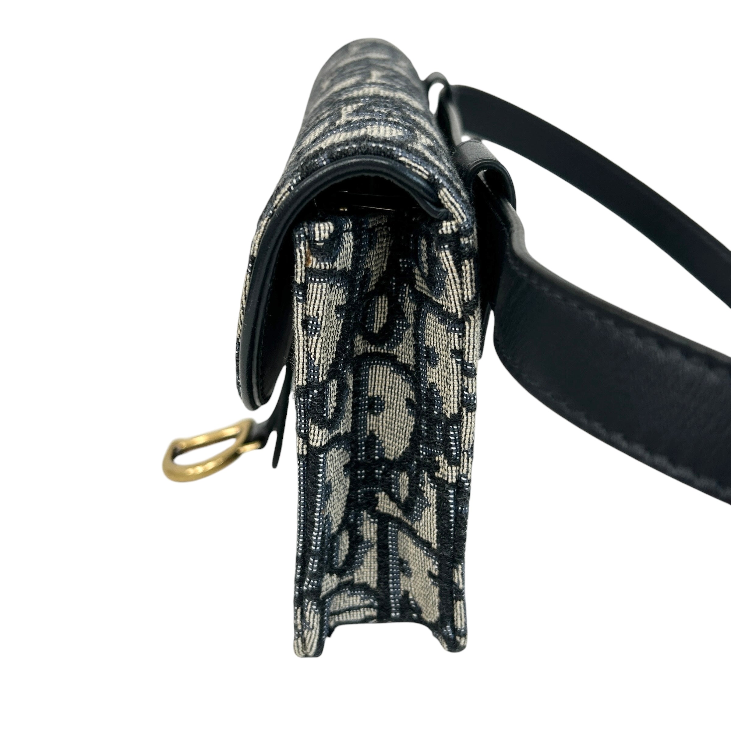 Blue Oblique Saddle Belt Bag w/GHW