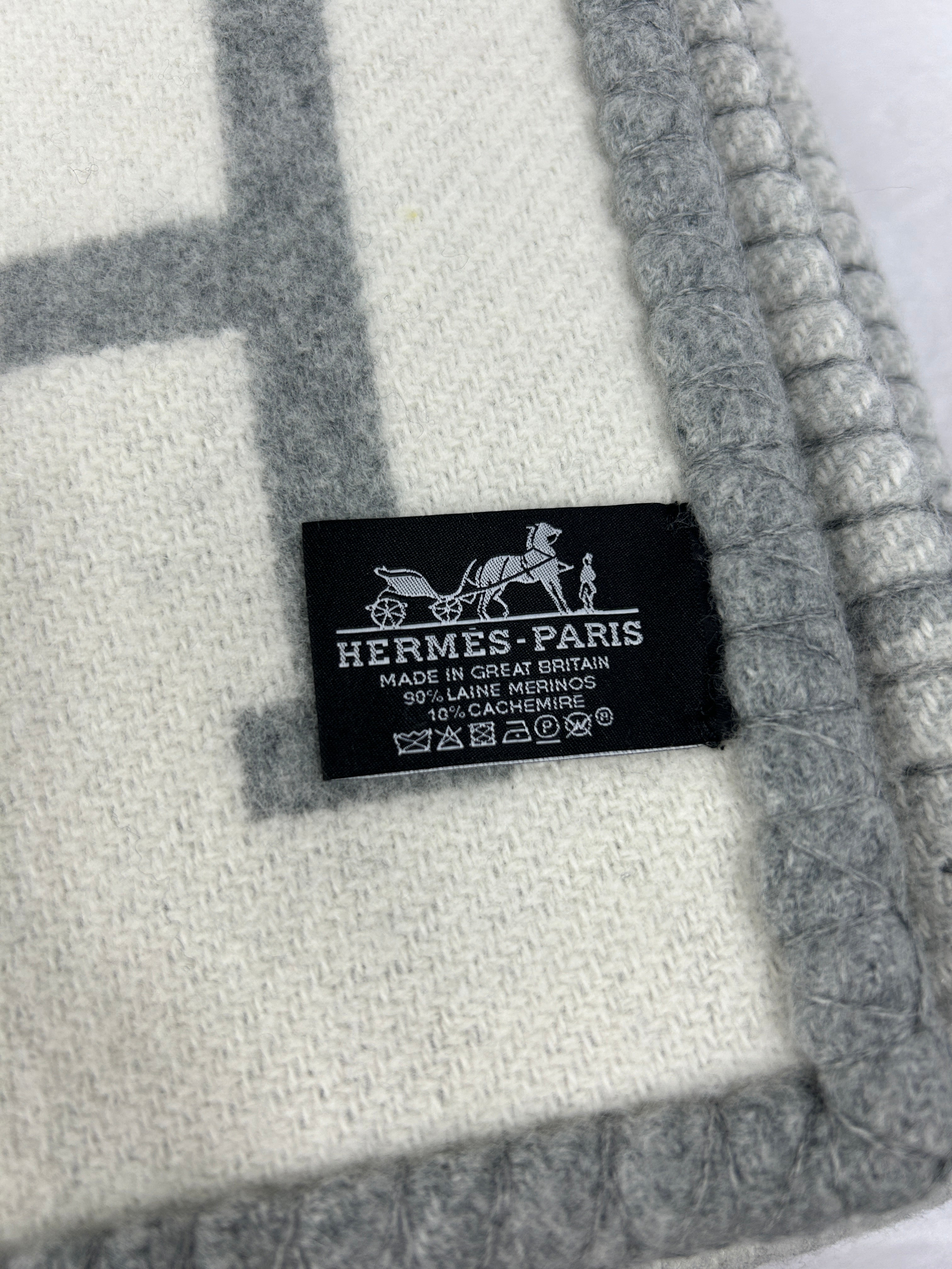 Gris Clair /Ecru Avalon Cashmere/ Merino Wool Blanket