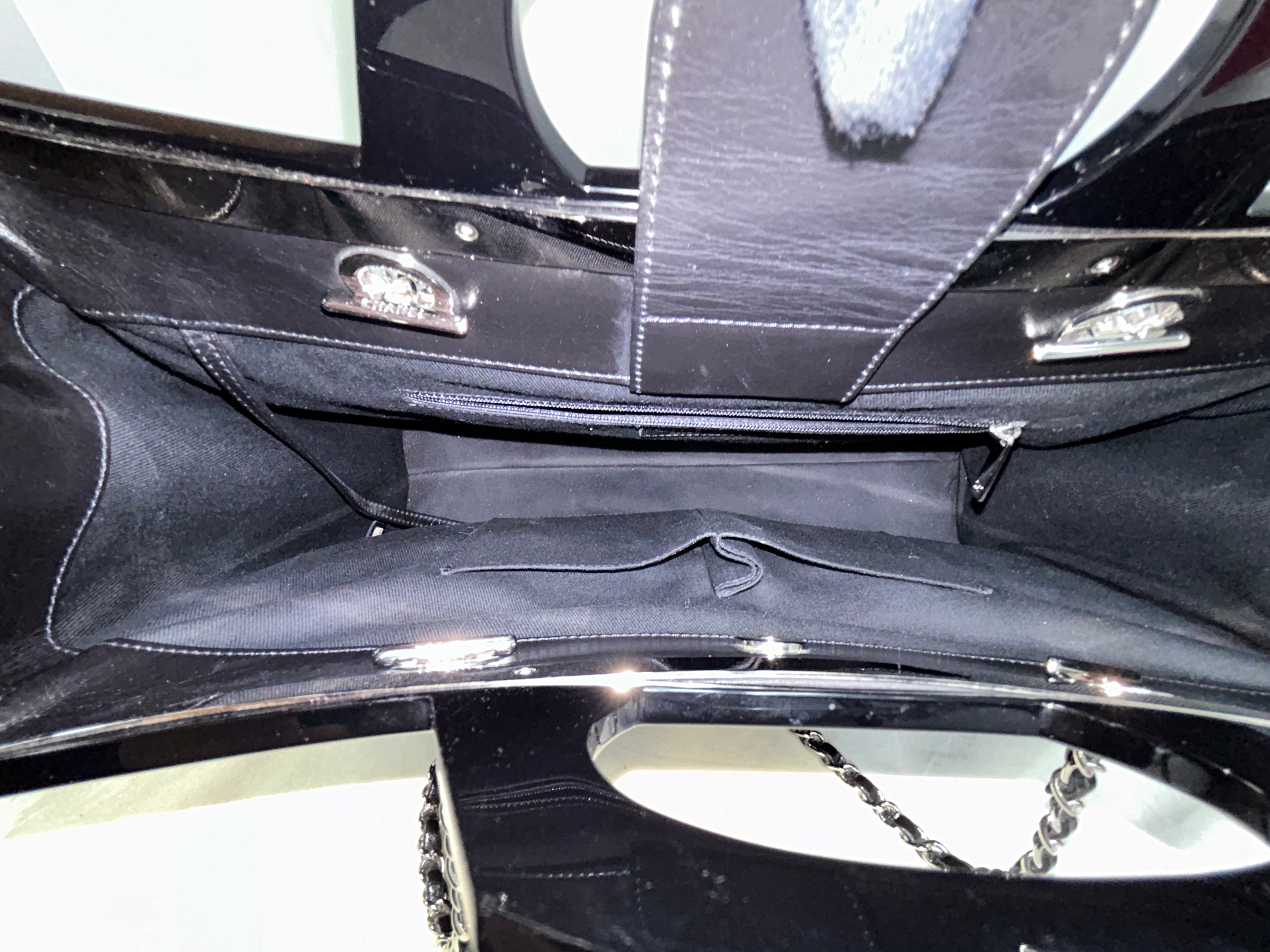 Black Quilted Glazed Calfskin Leather Supermarket Large CC Delivery Tote W/SHW