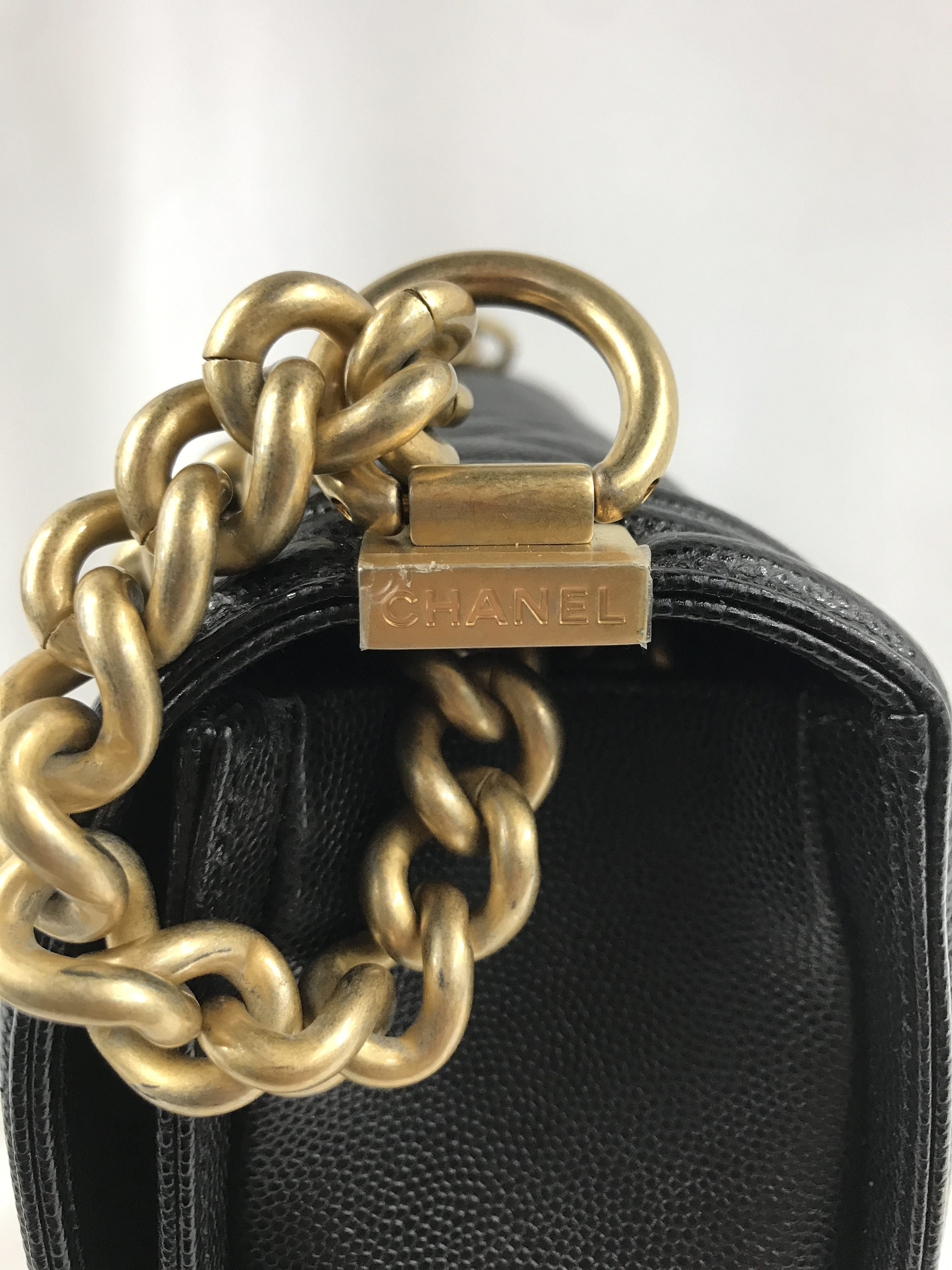 Black Caviar Quilted Large Boy Bag W/AGHW