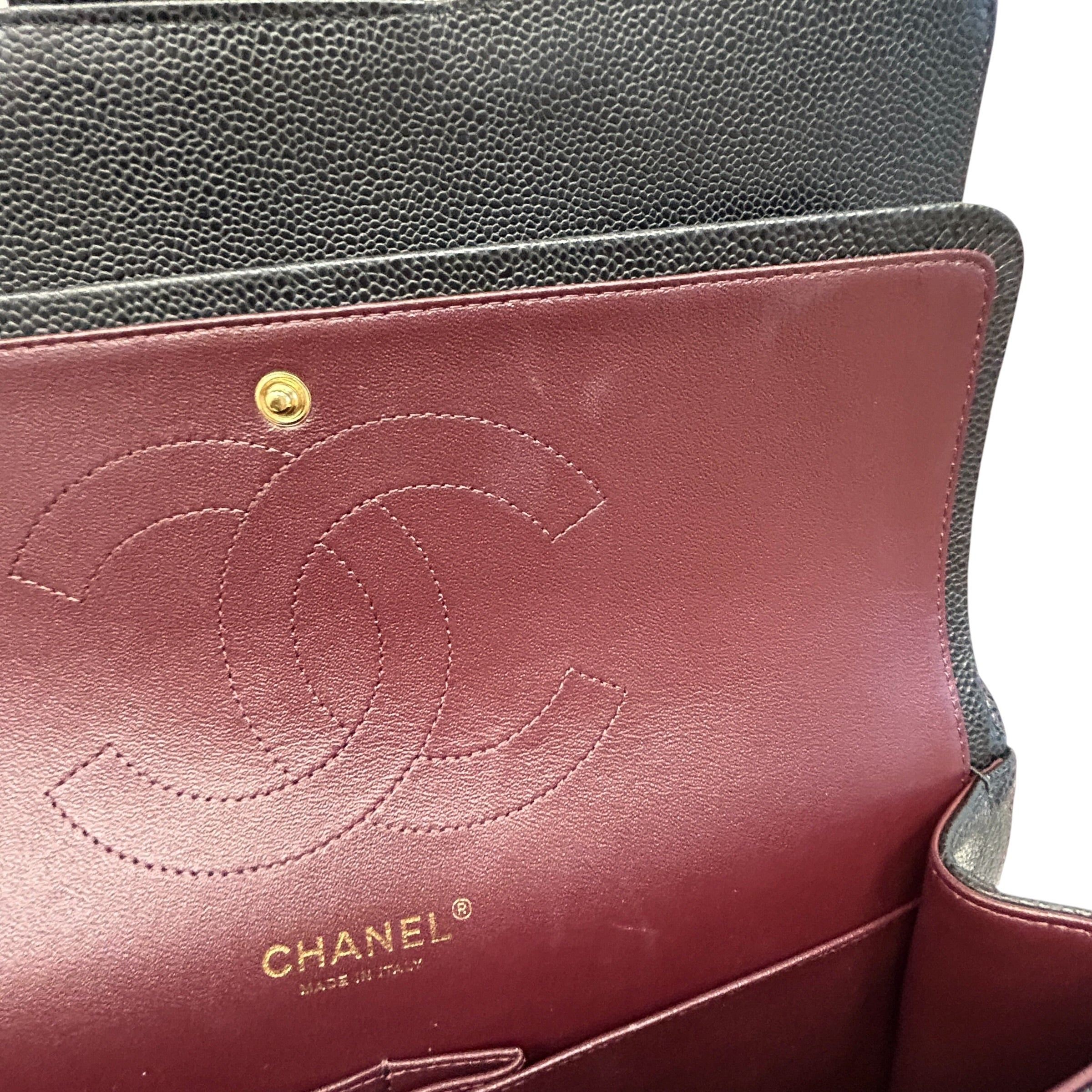 Black Caviar Leather Classic Jumbo Double Flap Bag w/GHW