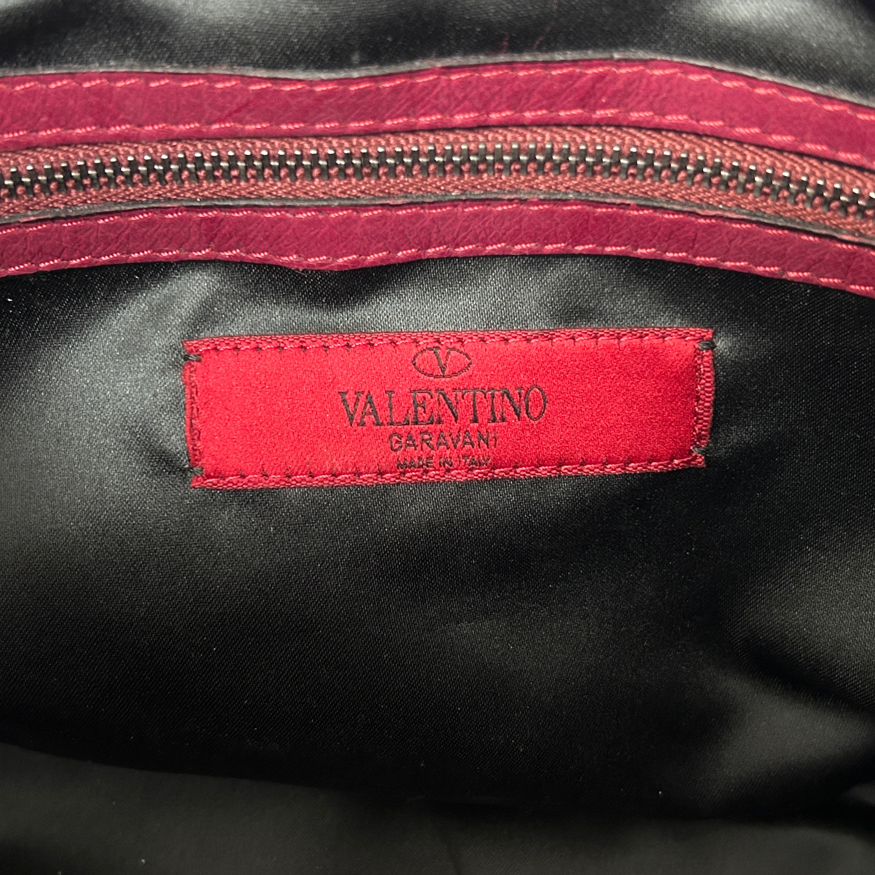 Red Satin/Leather Applique Flower Shopper Tote