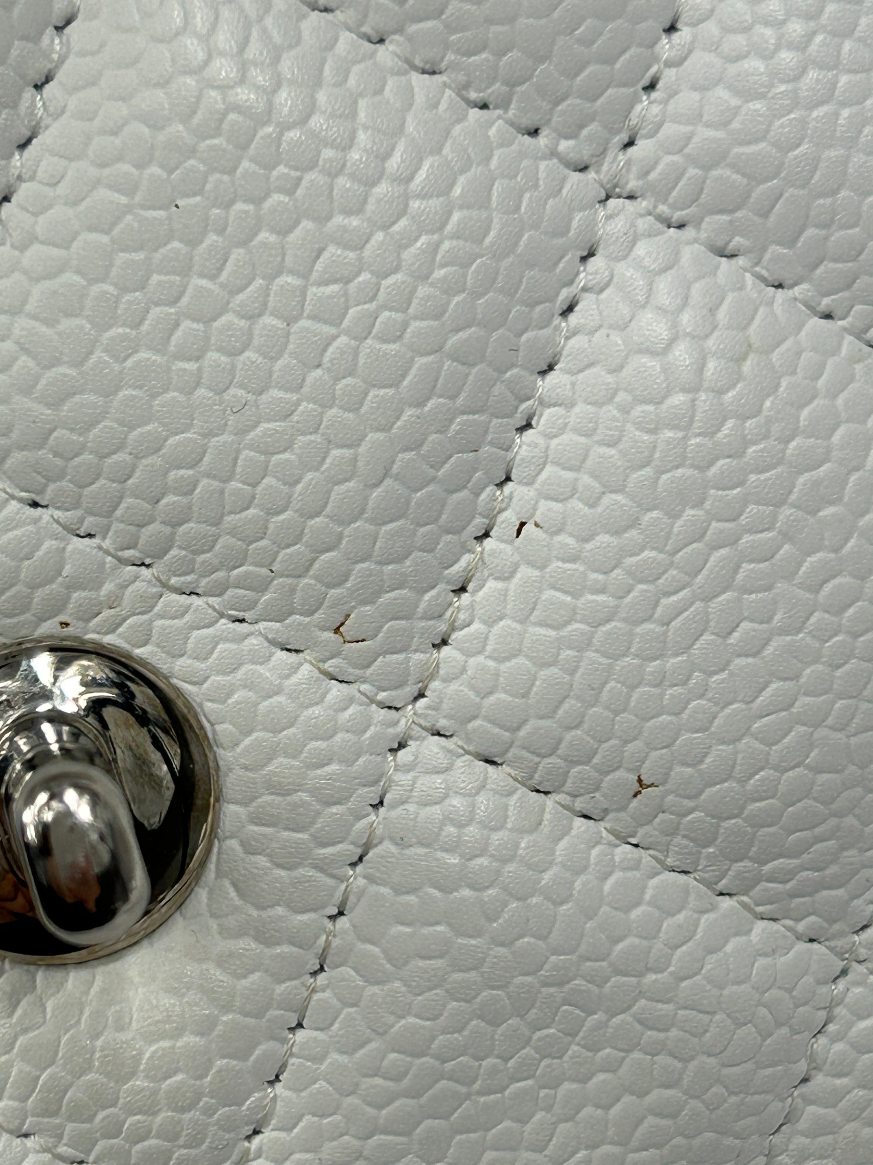 White Caviar Quilted Jumbo Single Flap Bag W/SHW