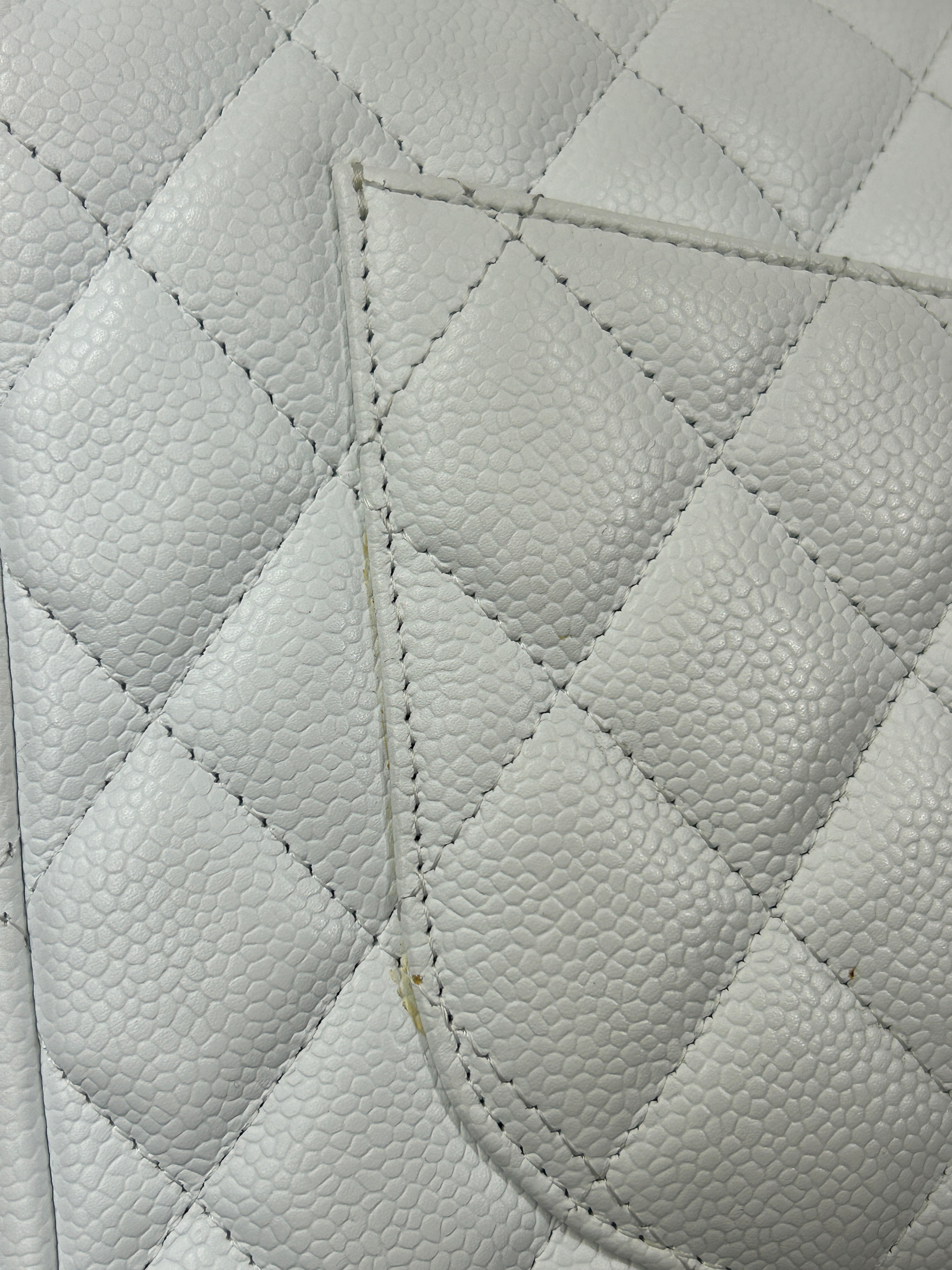 White Caviar Quilted Jumbo Single Flap Bag W/SHW