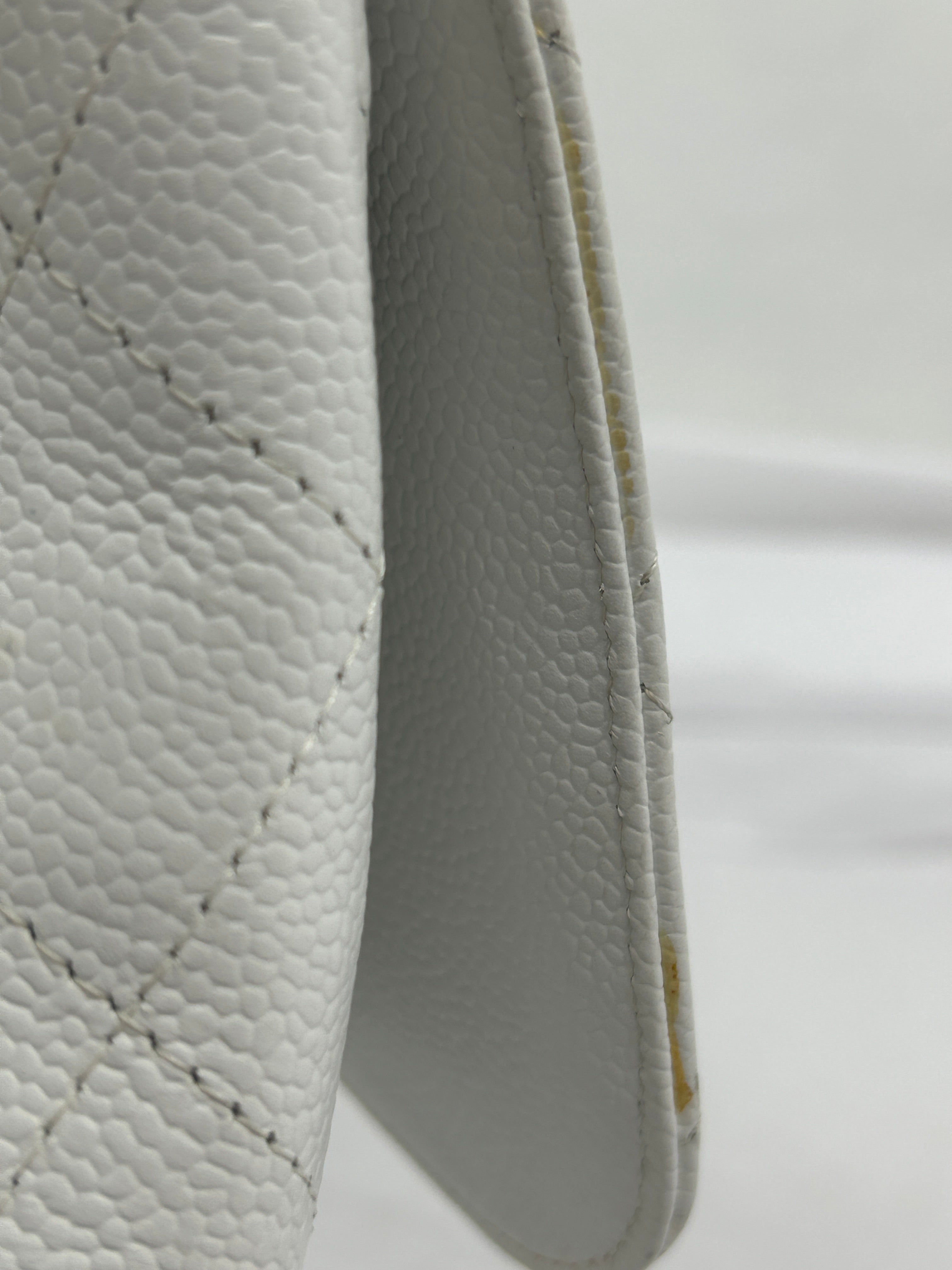 White Caviar Quilted Jumbo Single Flap Bag W/SHW