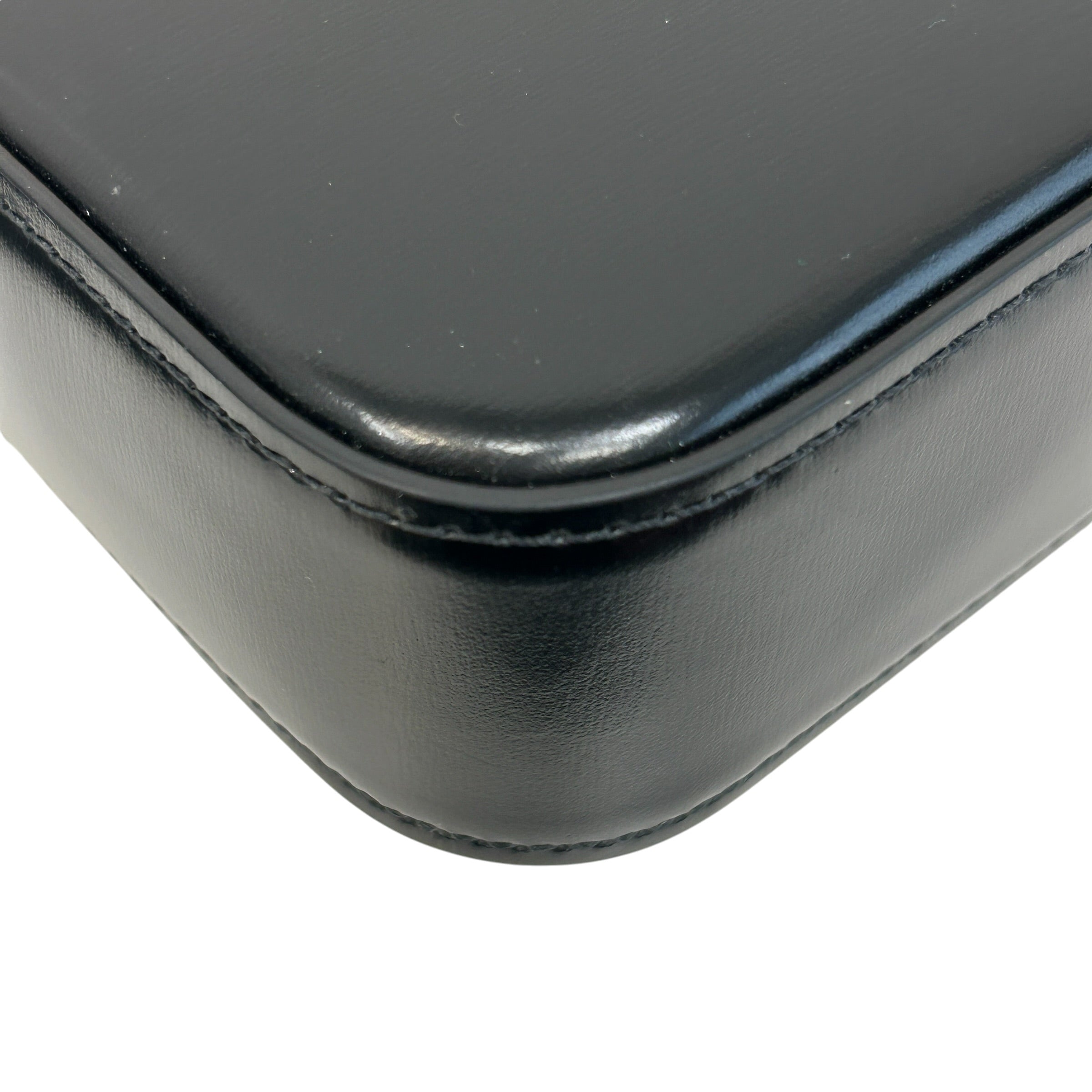 Black Shiny Calfskin Leather Claude Triomphe Shoulder Bag w/GHW