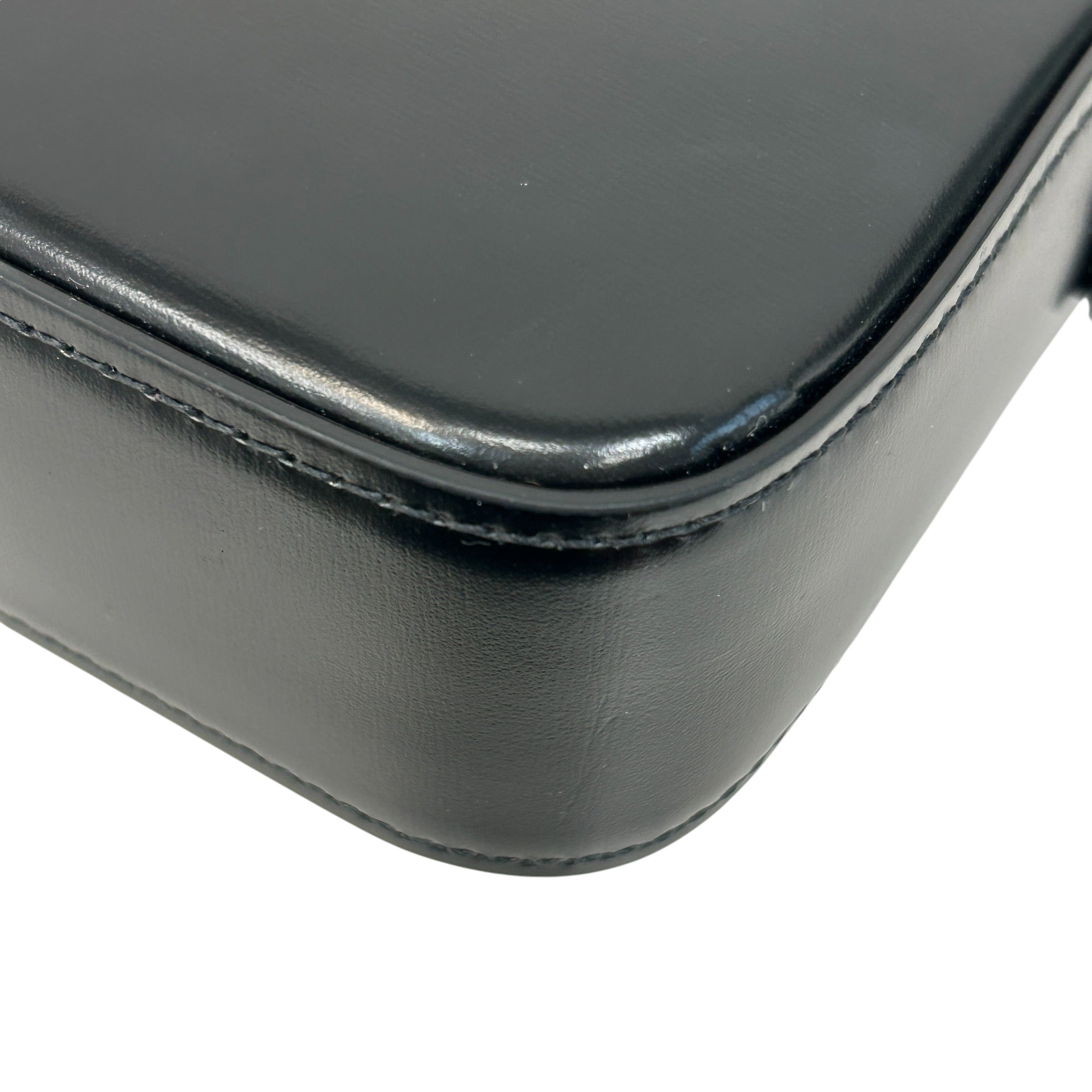 Black Shiny Calfskin Leather Claude Triomphe Shoulder Bag w/GHW