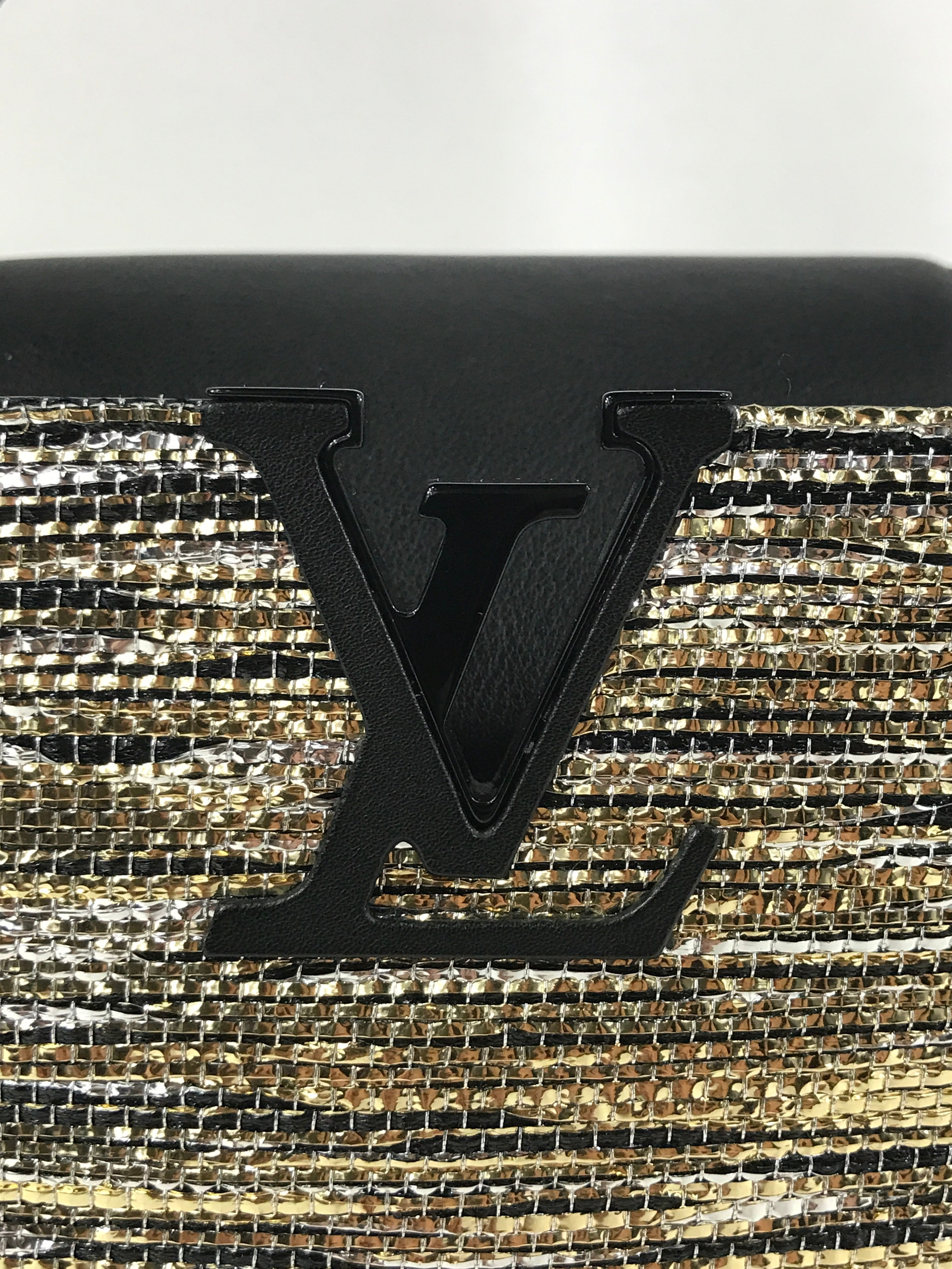 Limited Edition Black/Gold Woven Shimmery Embroidered Textile Capucine BB So Black,