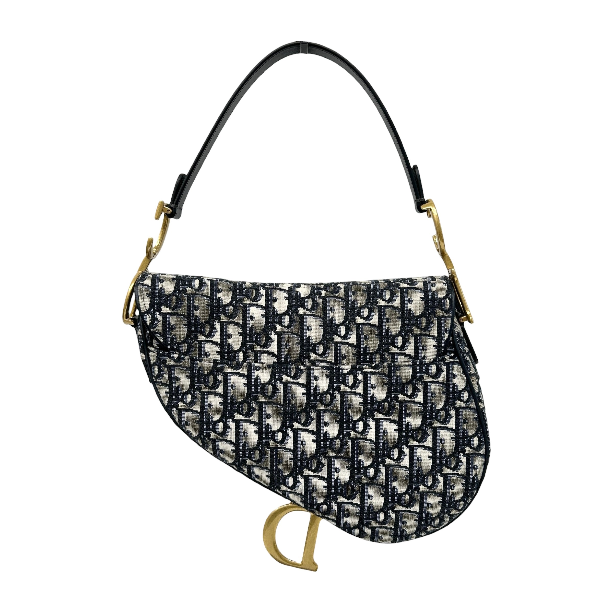 Blue Oblique Canvas Dior Saddle Bag w/GHW