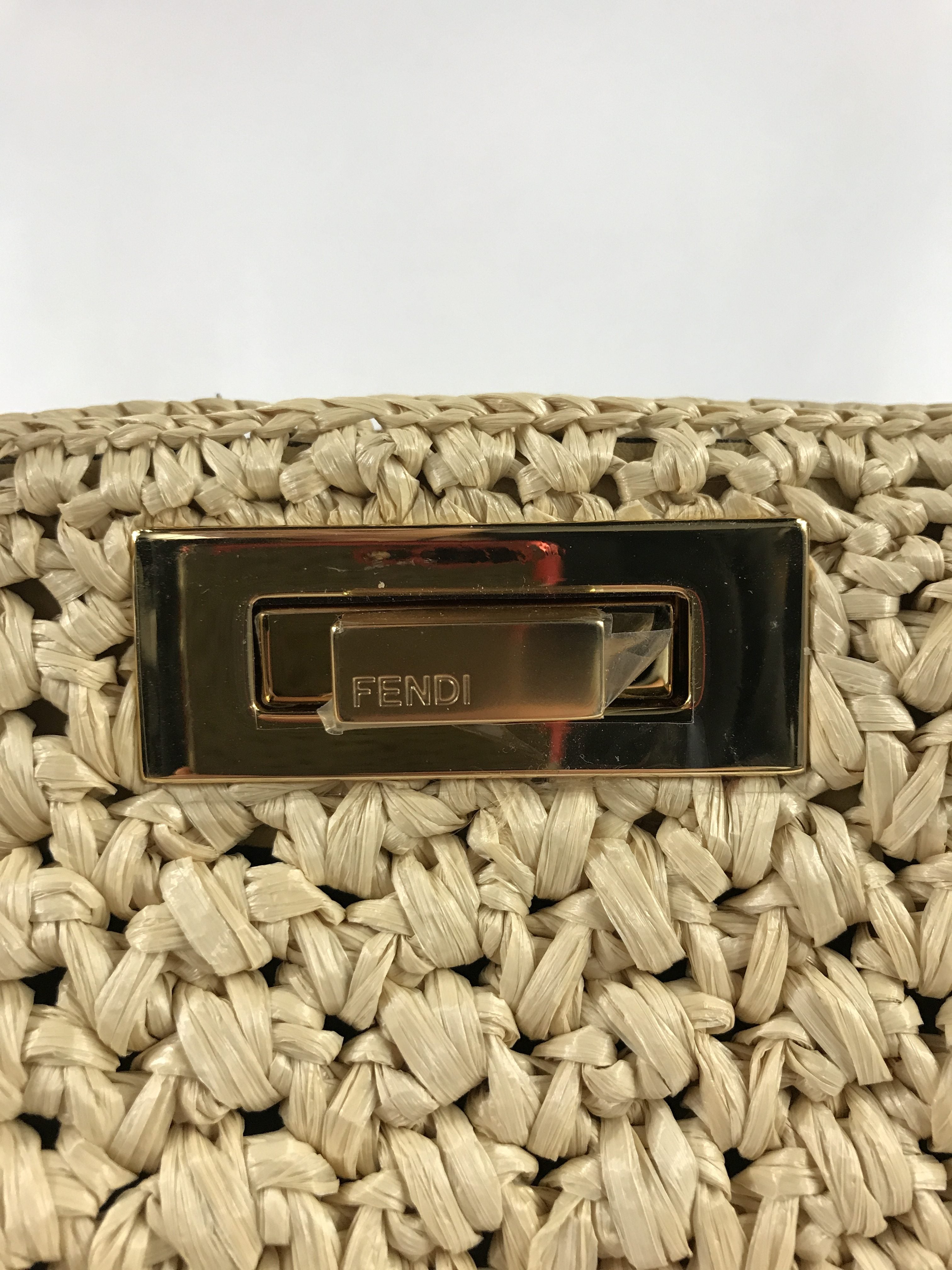 Woven Raffia Palm Medium ISeeU Peakaboo w/ Leather accents w/GHW