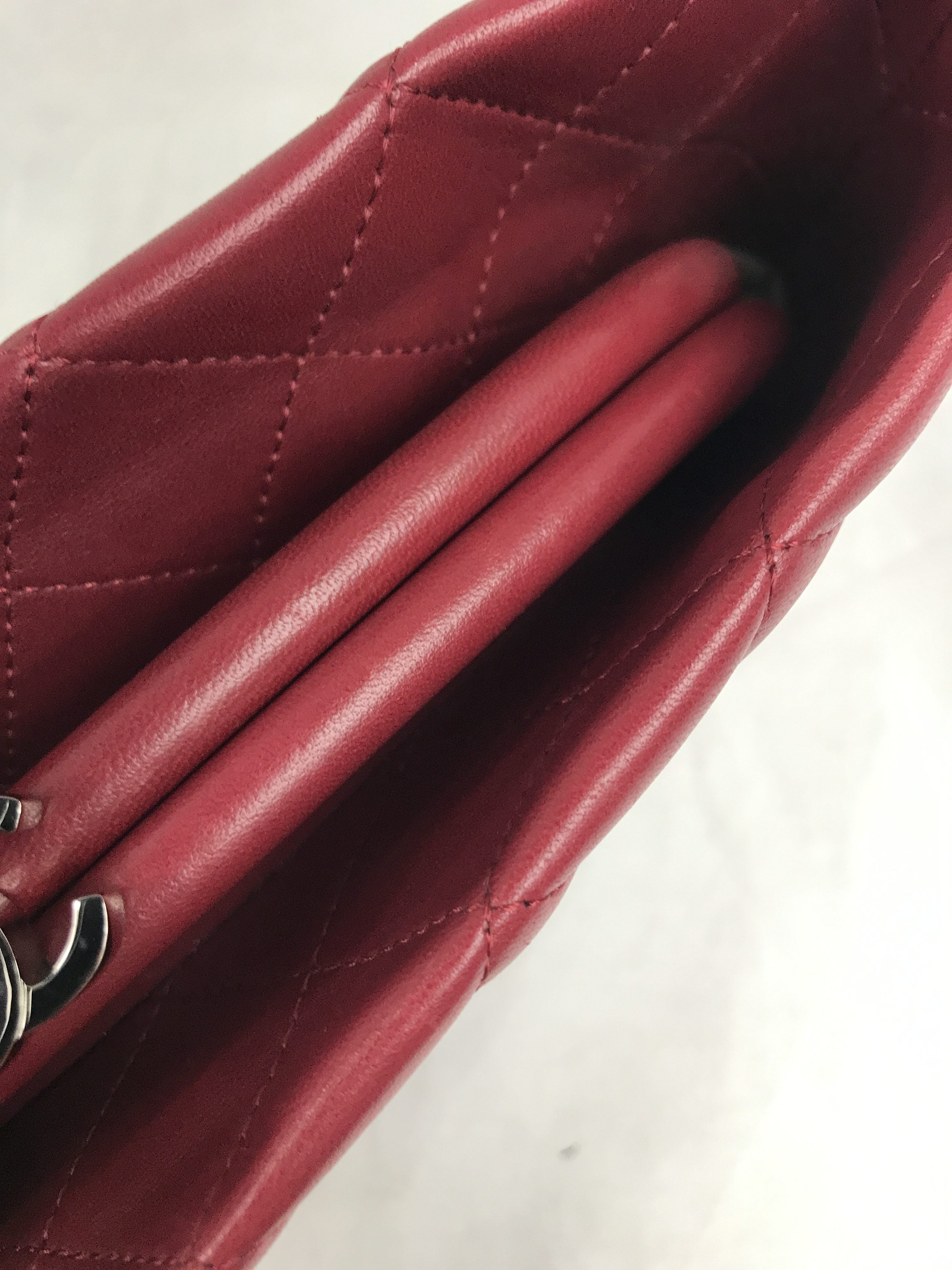 Red Quilted Lambskin CC Clutch W/SHW