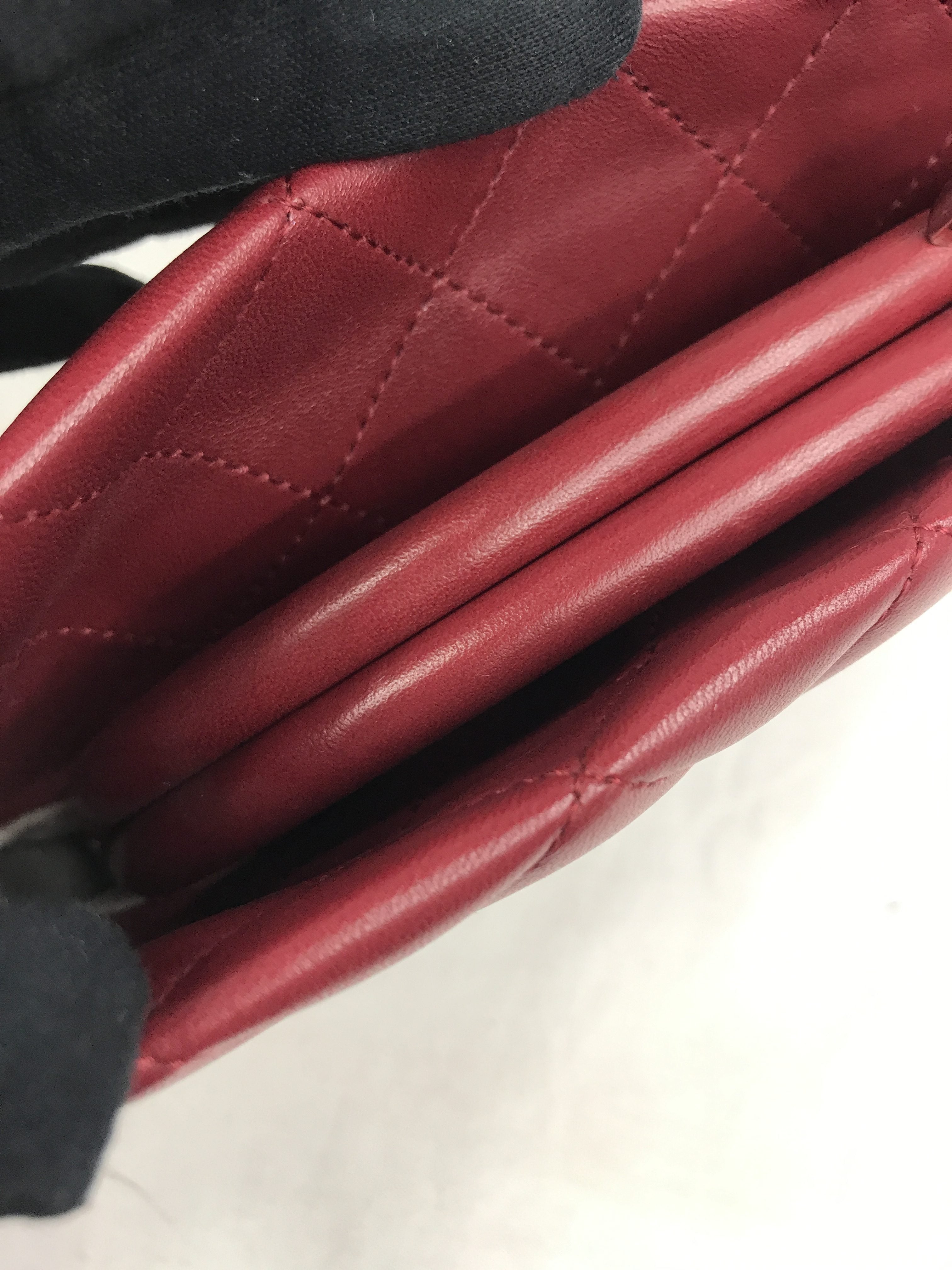 Red Quilted Lambskin CC Clutch W/SHW