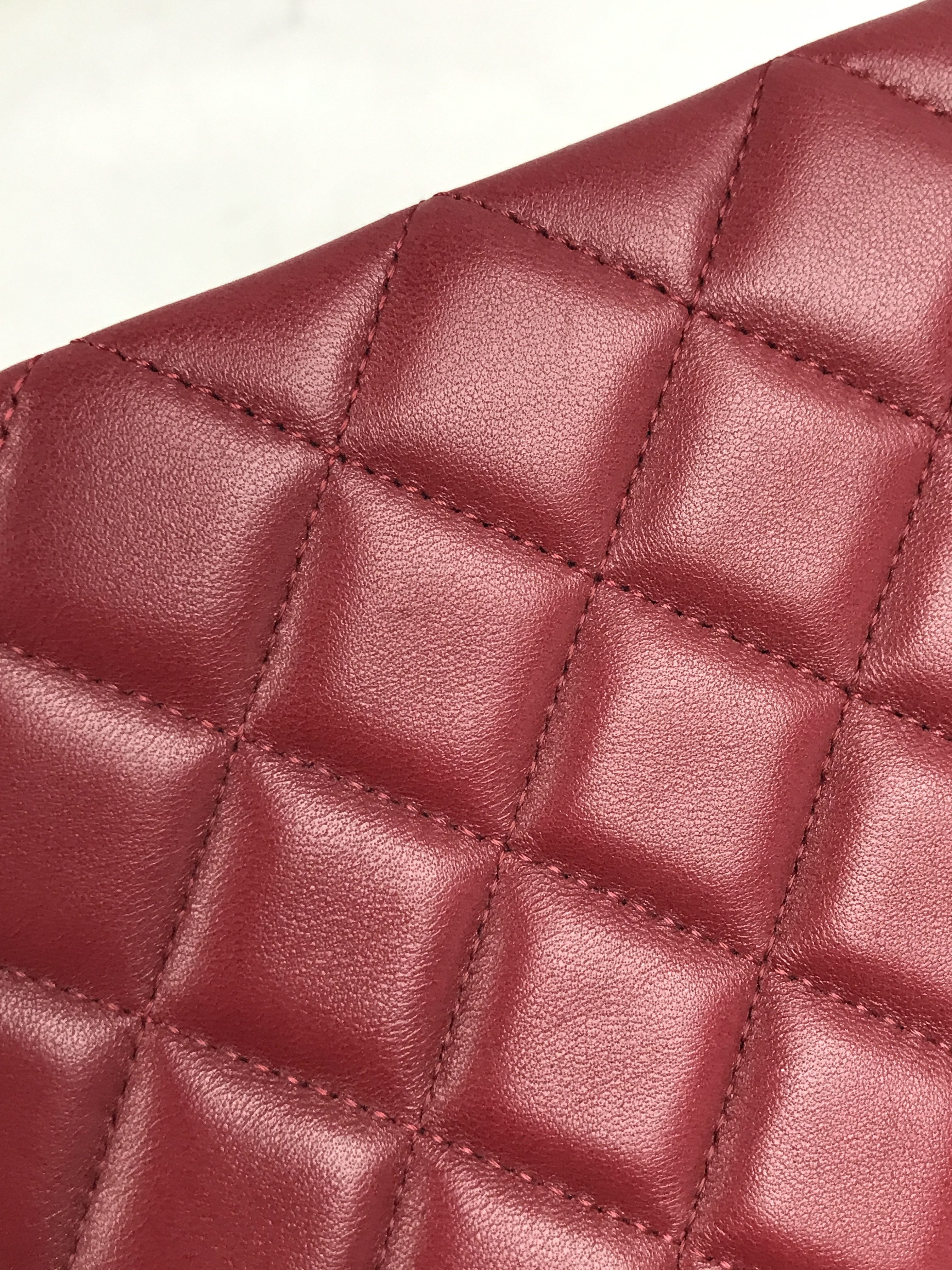 Red Quilted Lambskin CC Clutch W/SHW