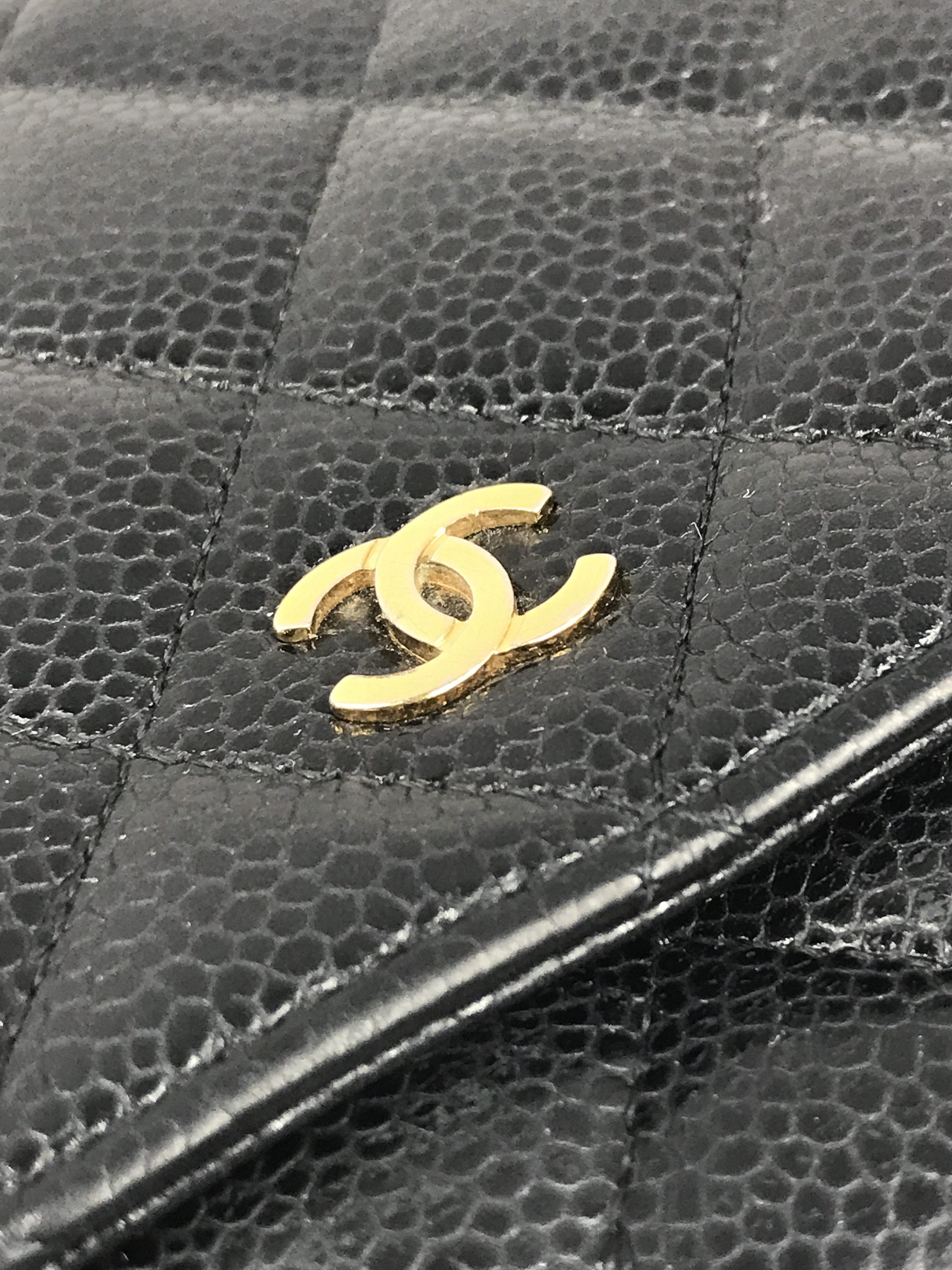 Black Caviar Quilted Wallet On Chain W/GHW