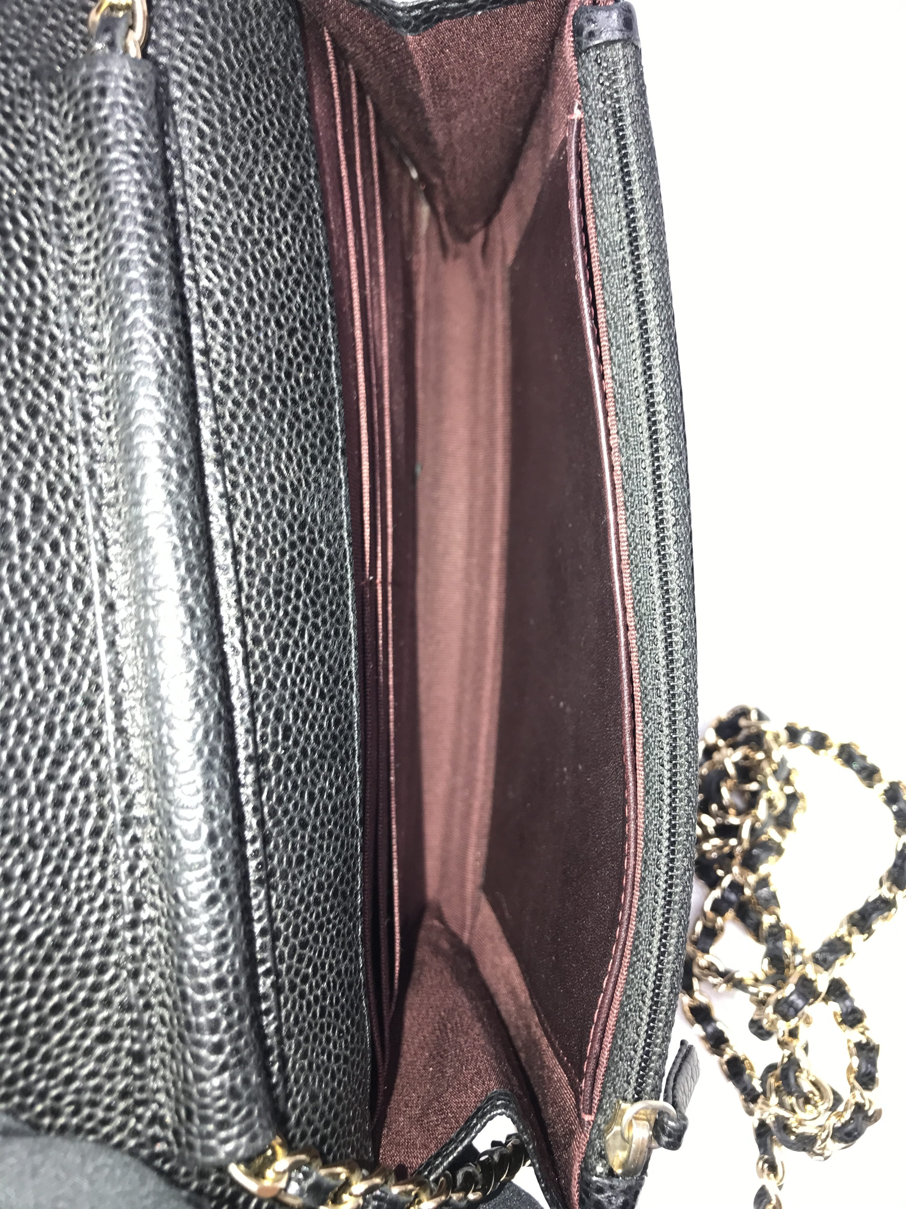 Black Caviar Quilted Wallet On Chain W/GHW