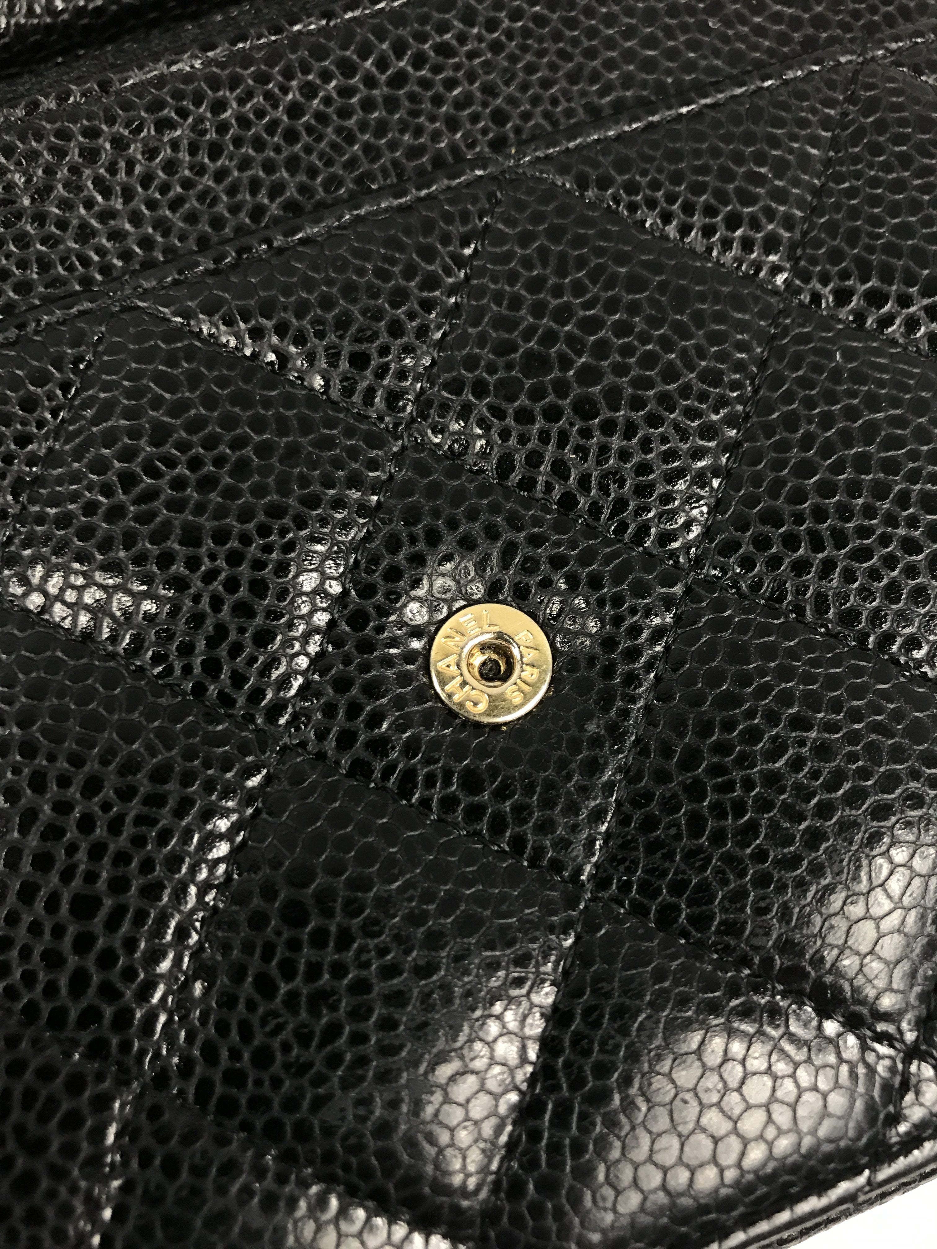 Black Caviar Quilted Wallet On Chain W/GHW