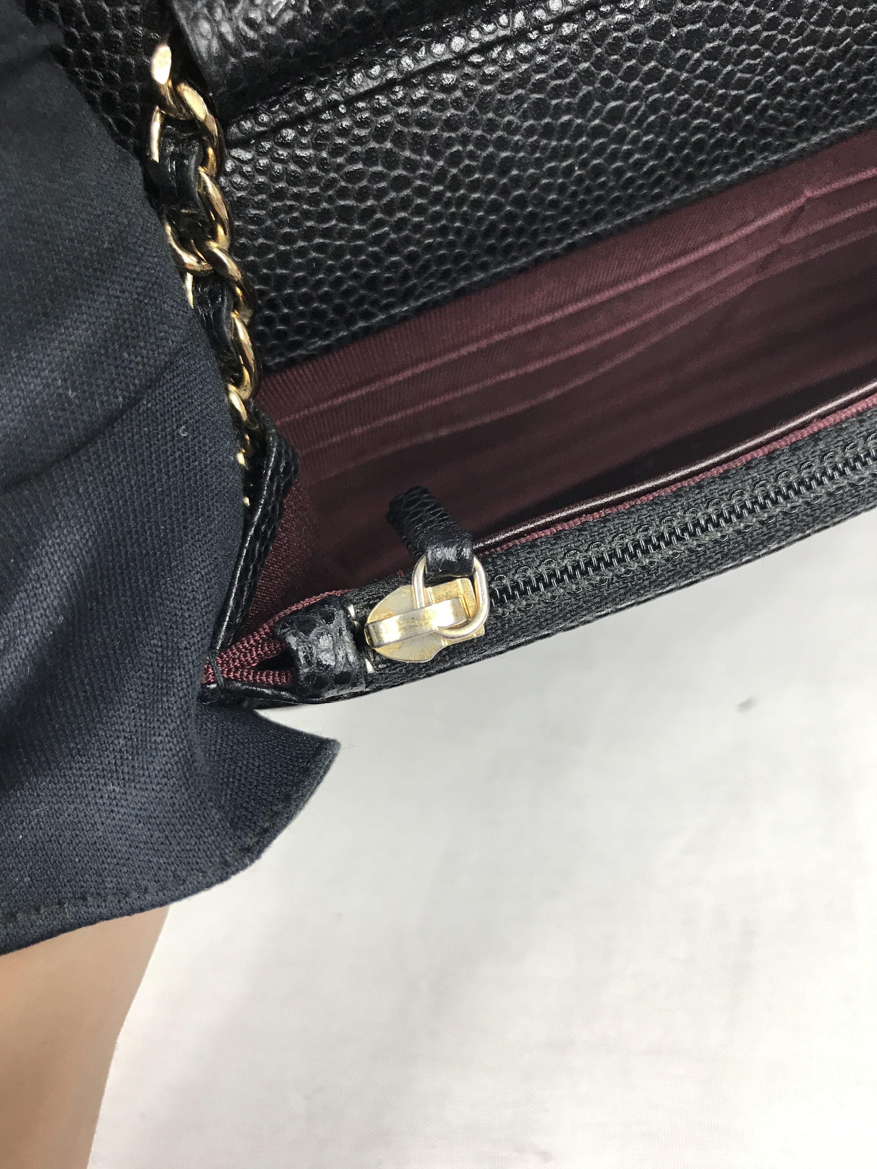 Black Caviar Quilted Wallet On Chain W/GHW