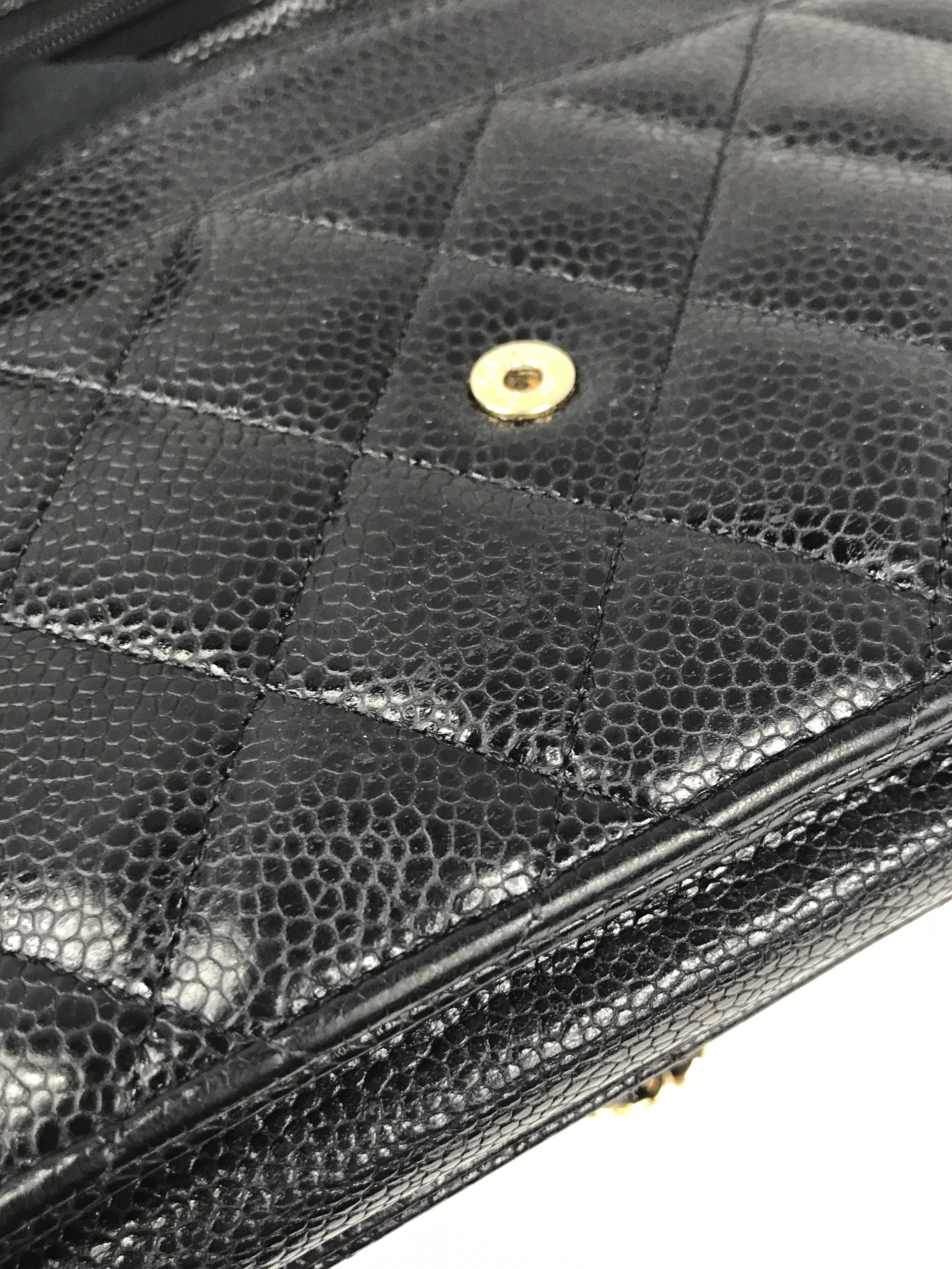 Black Caviar Quilted Wallet On Chain W/GHW