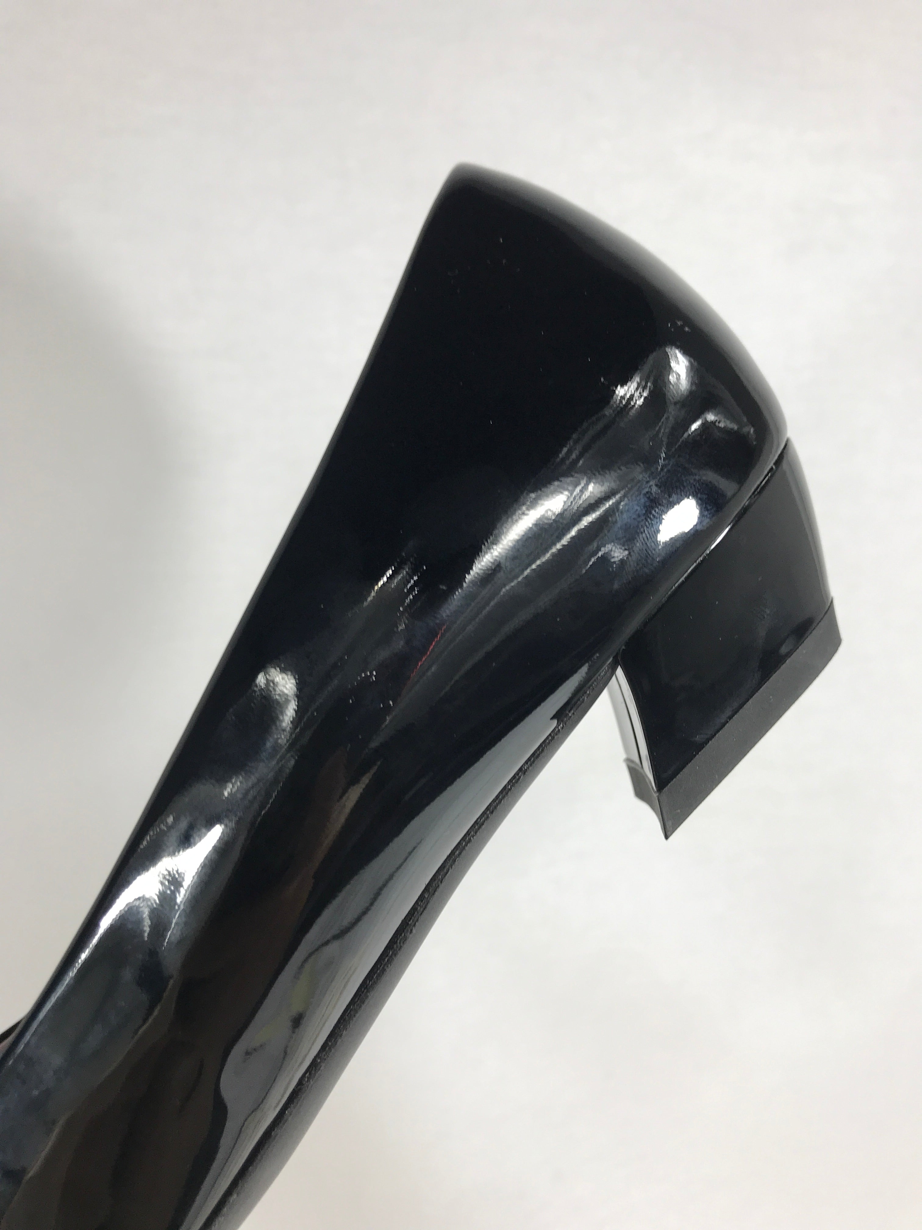 Black Patent Leather Pointed Toe Kitten Heel Ballet Flats